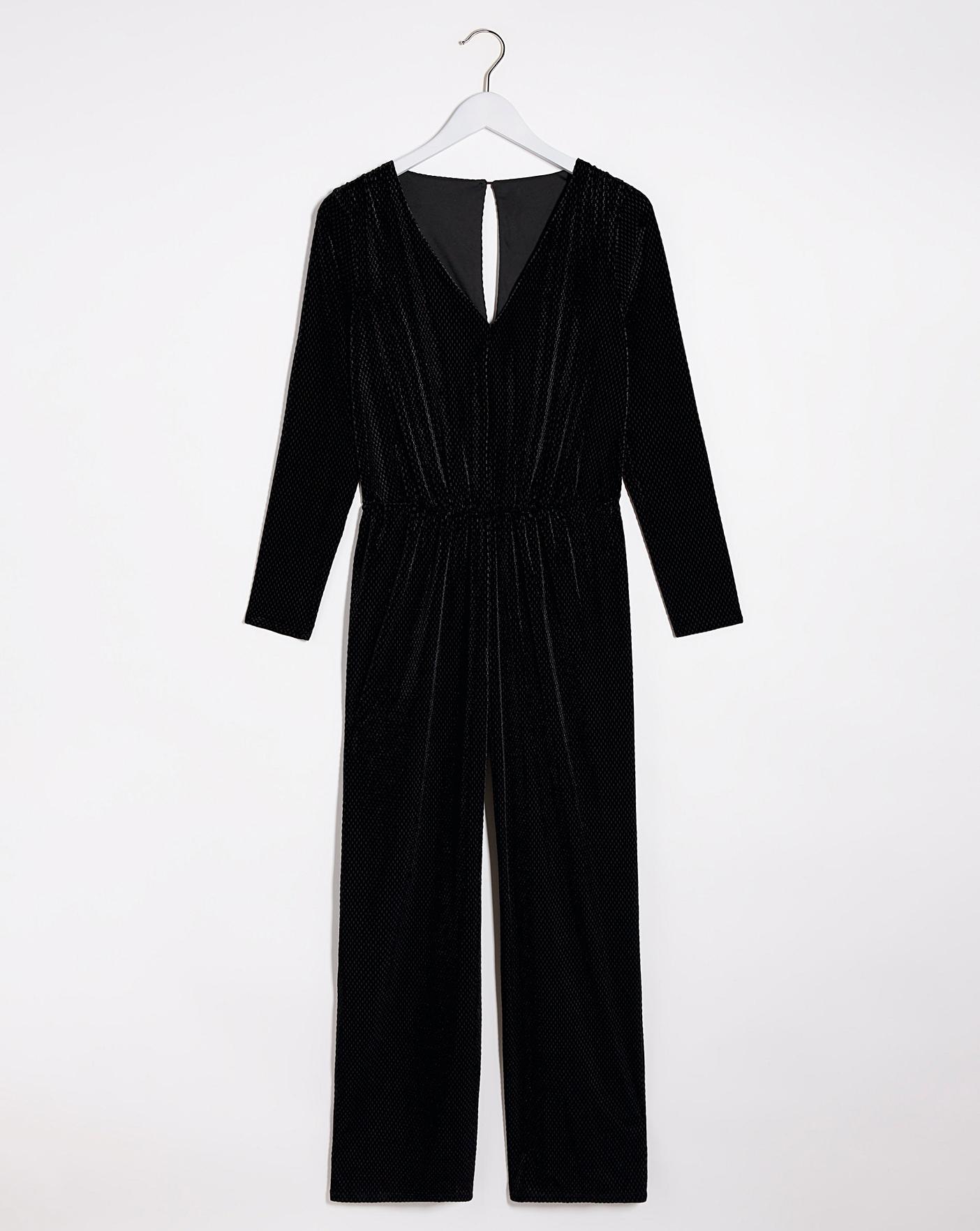 Black Embossed Velour Jumpsuit J D Williams