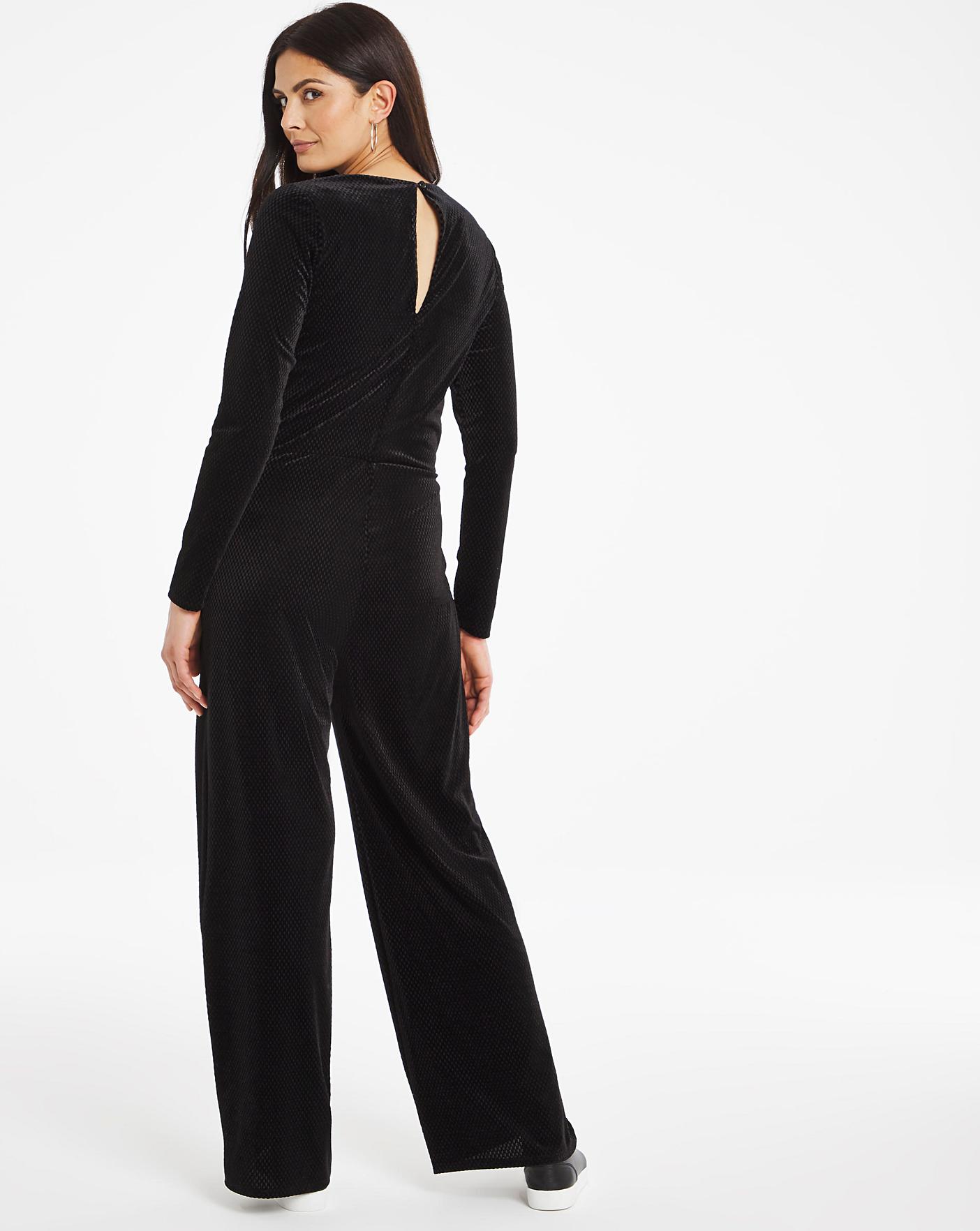 Black Embossed Velour Jumpsuit J D Williams