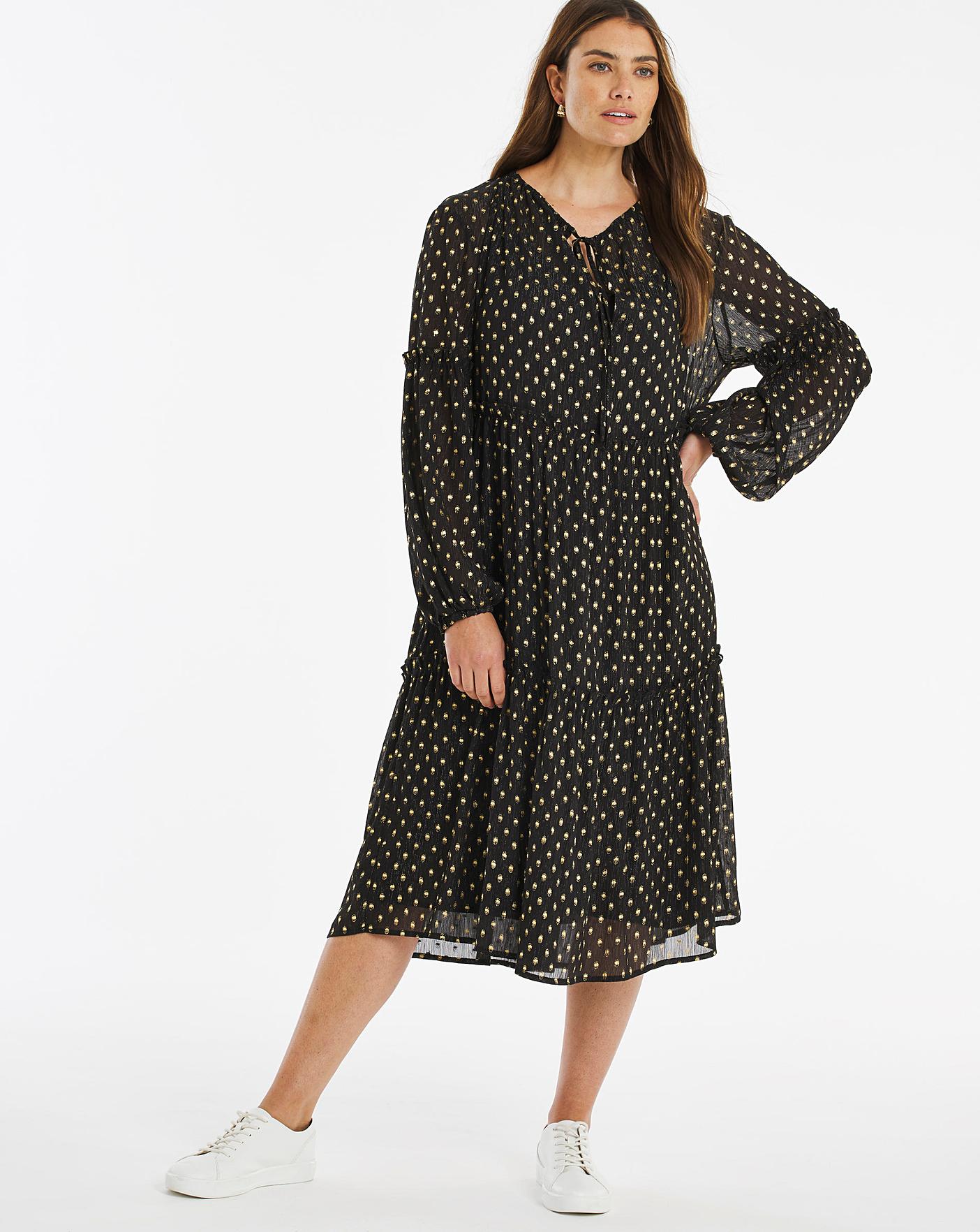 metallic print dress