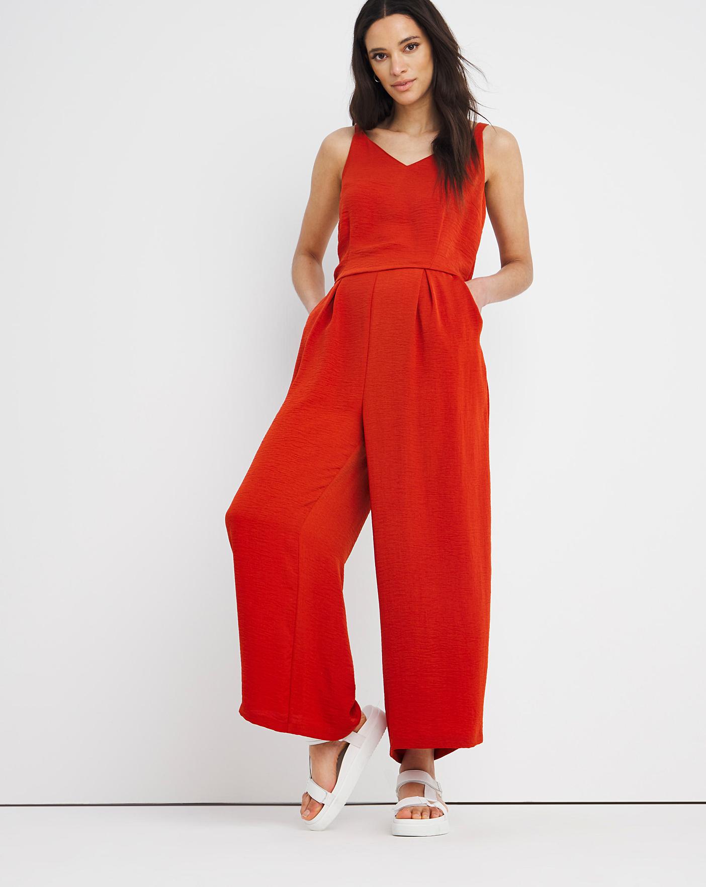 Terracotta Tie Waist Wide Leg Jumpsuit 