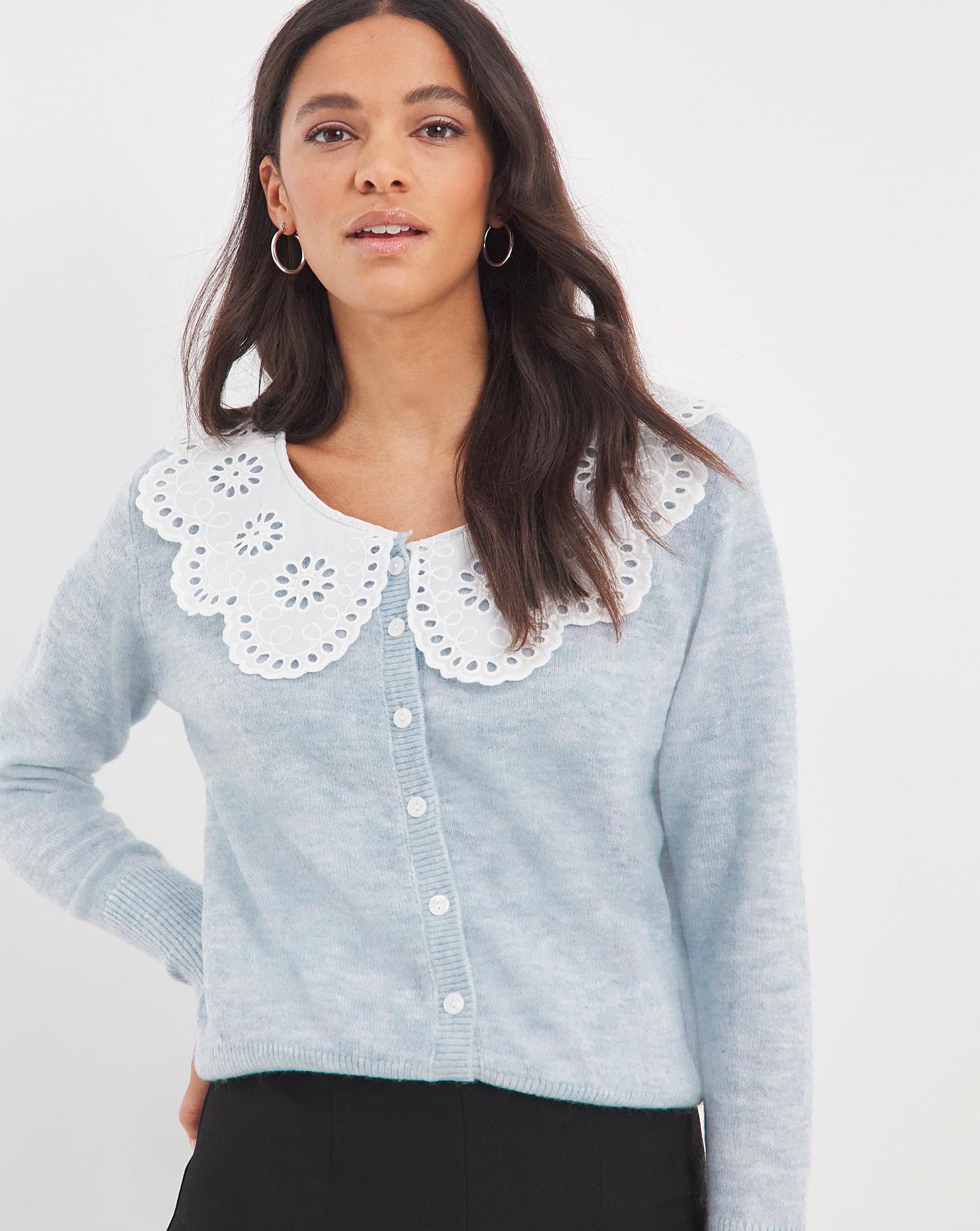 Broderie Collar Detail Cardigan | J D Williams