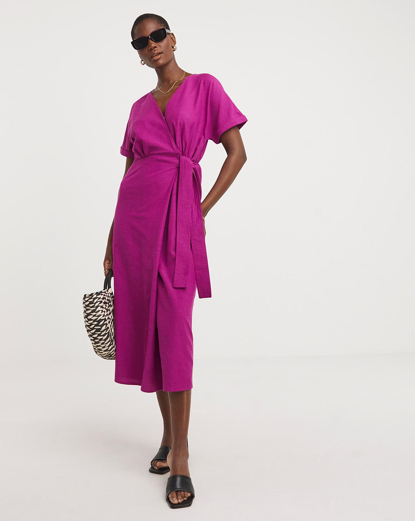 Linen wrap dress on sale