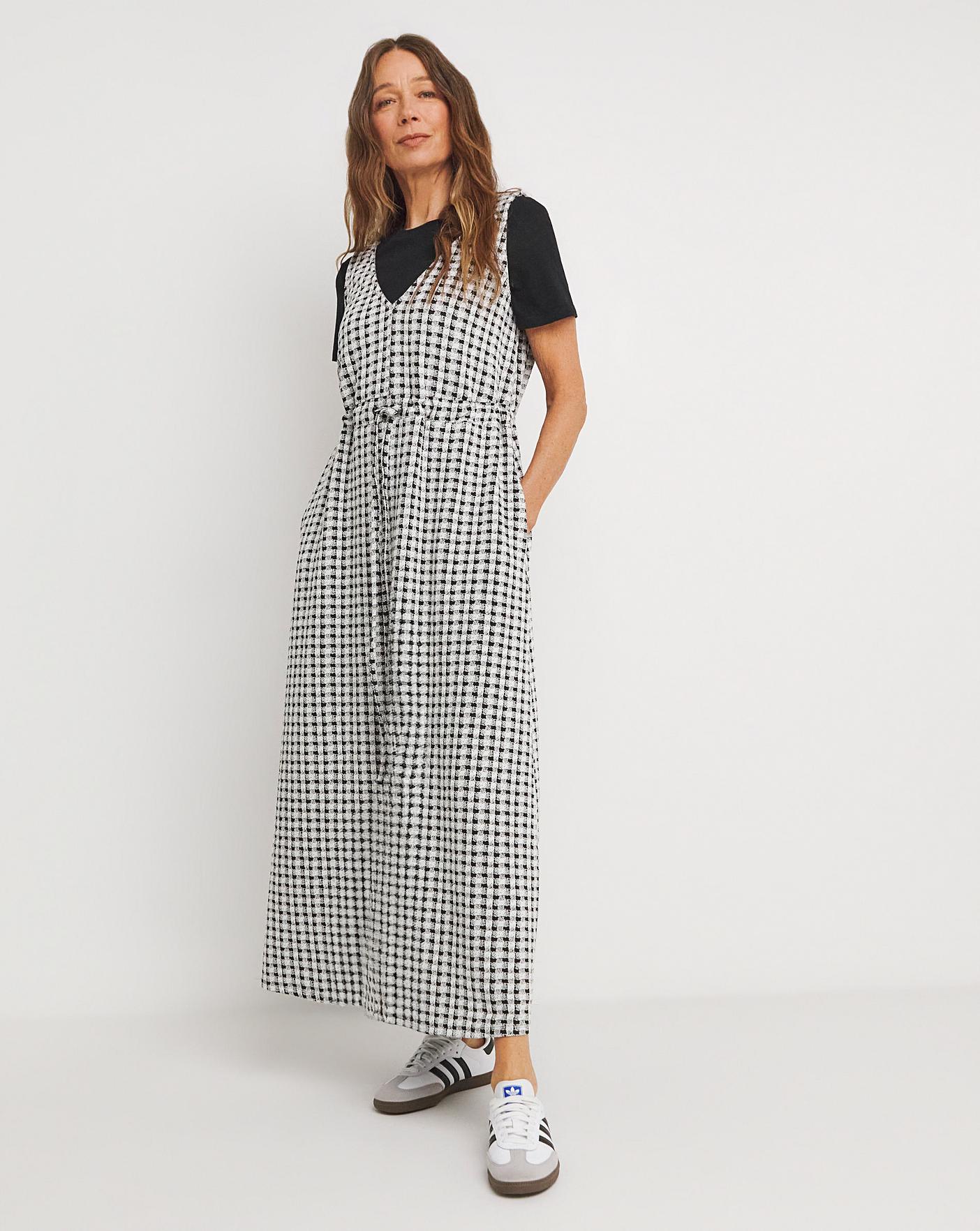 Black check pinafore dress best sale