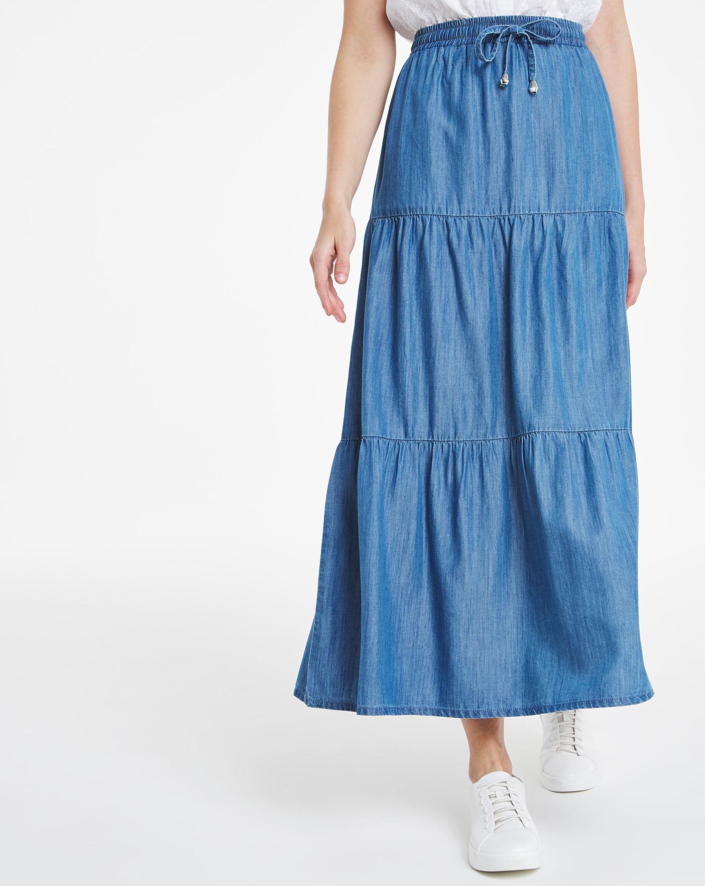 Julipa Lyocell Tiered Skirt J D Williams