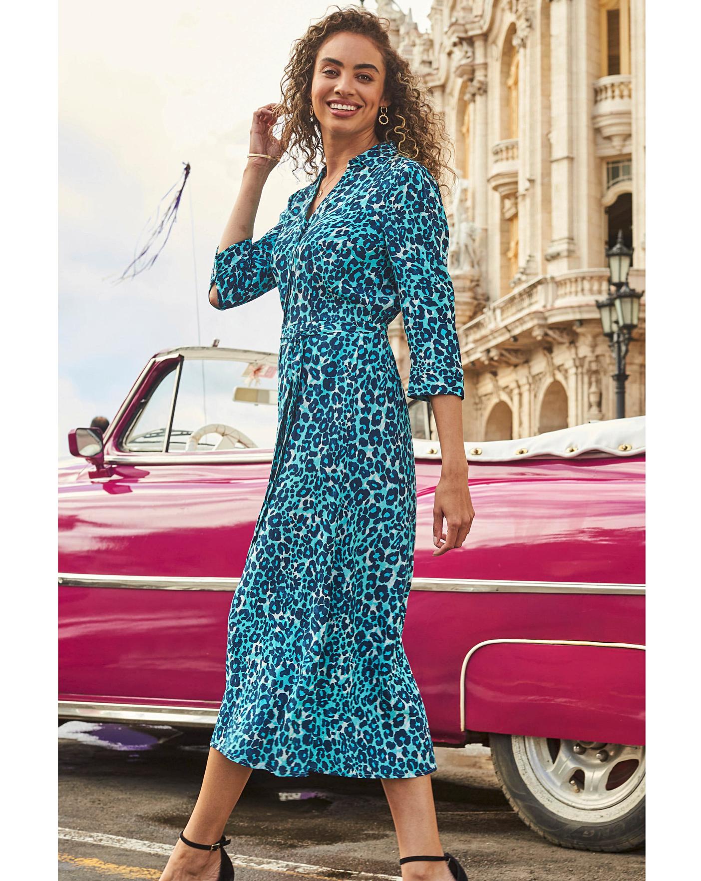 Sosandar Animal Print Midi Dress J D Williams