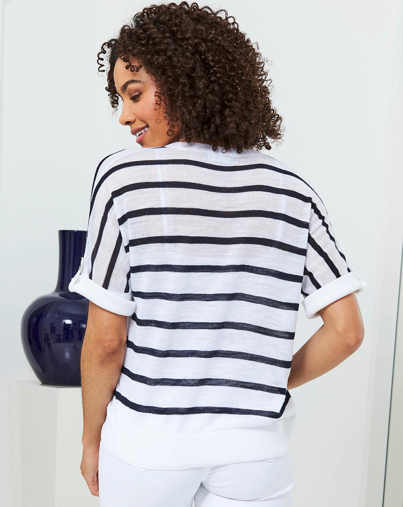 Sosandar Striped Linen T-Shirt | J D Williams