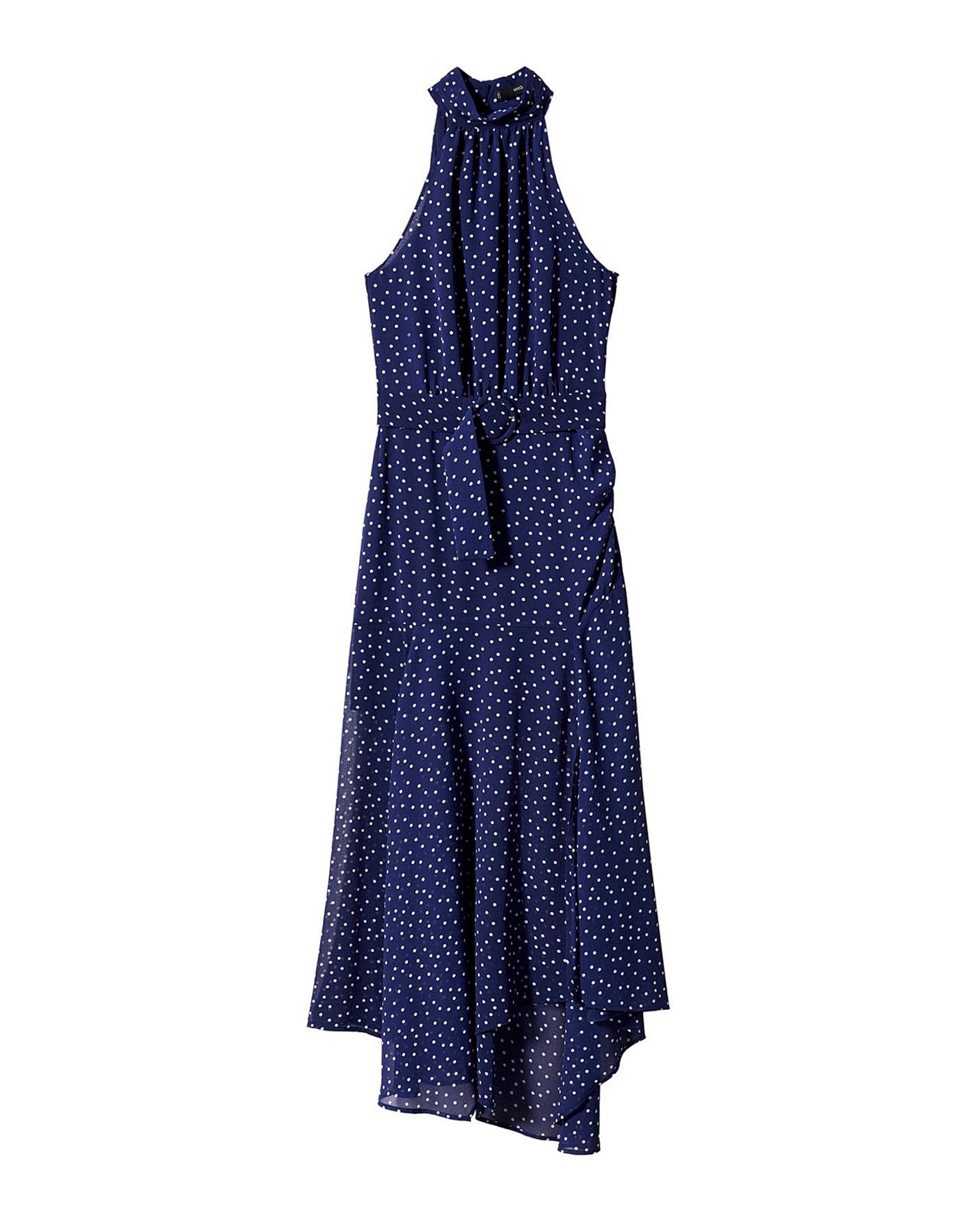 Mango blue polka sales dot dress