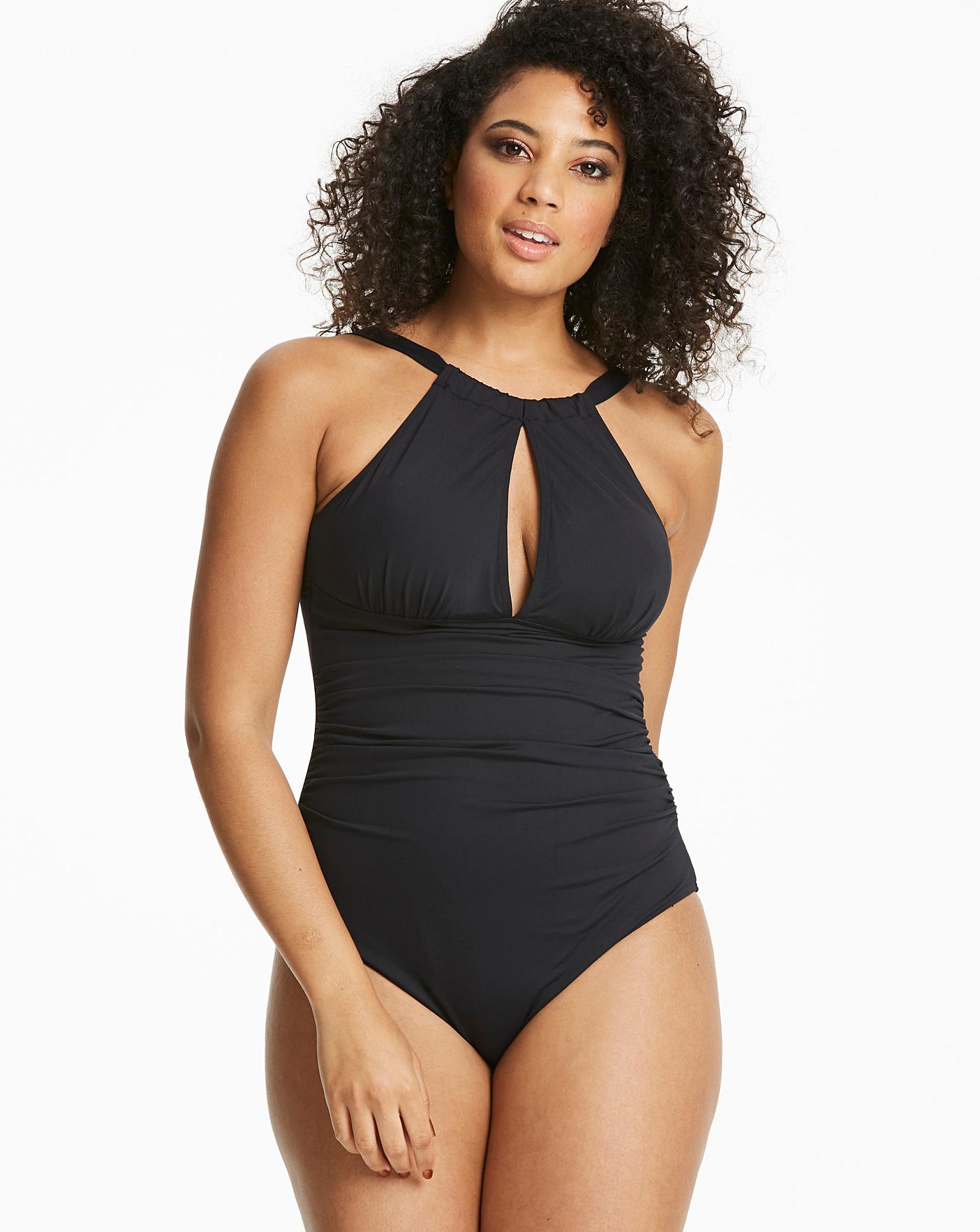 black high neck swimsuit