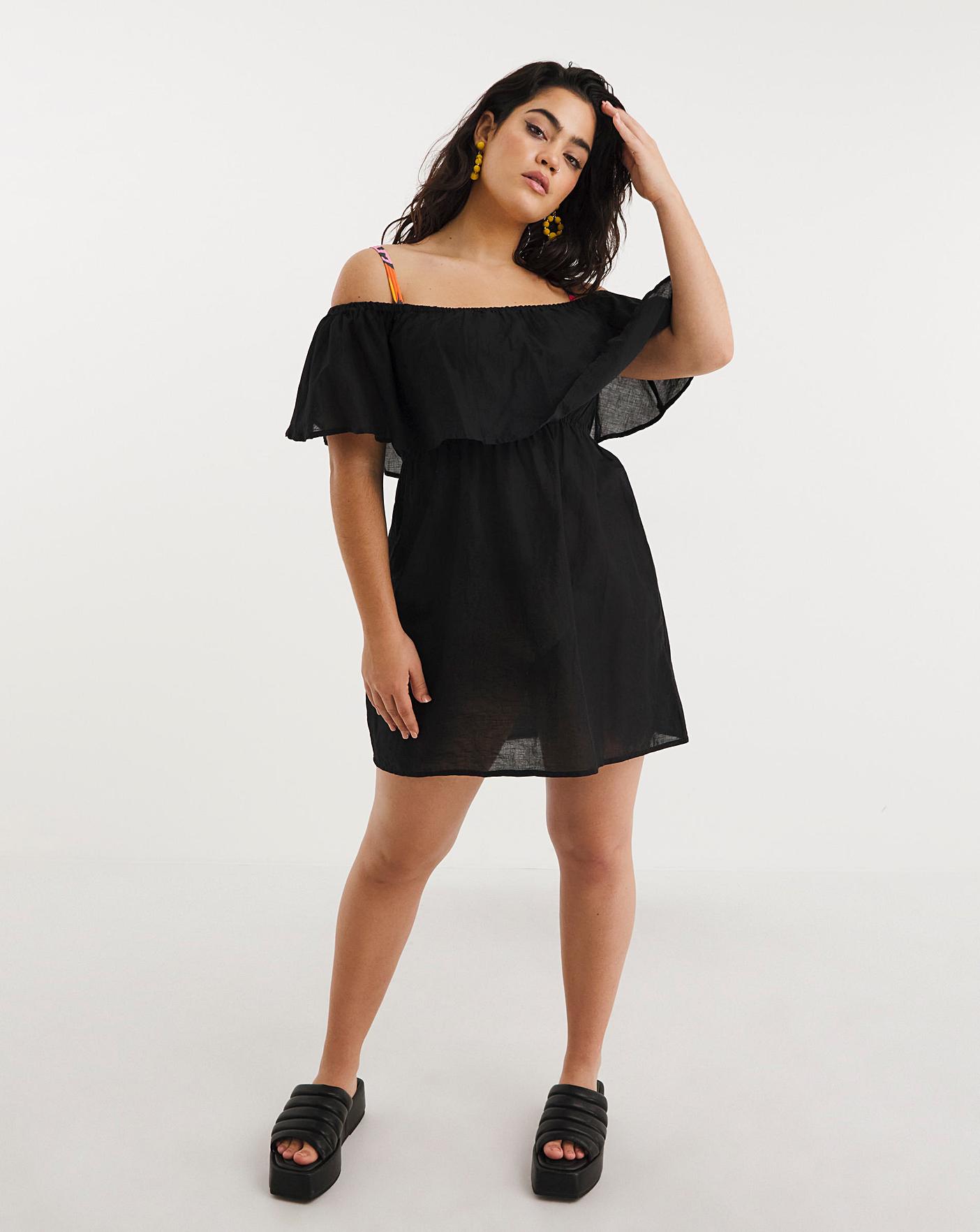 Black bardot store beach dress