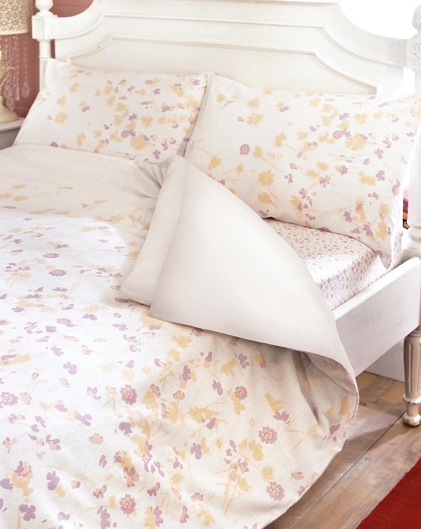 Floral Flannelette Housewife Pcase Pair Crazy Clearance