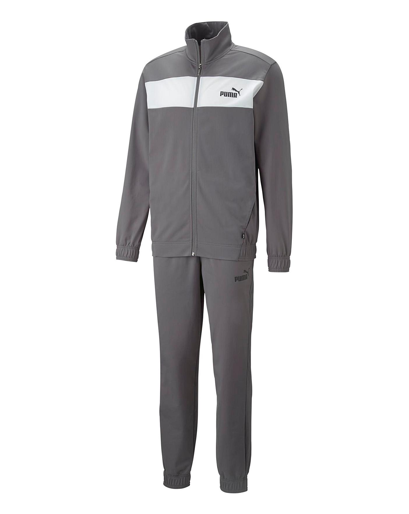 Dark grey puma tracksuit sale