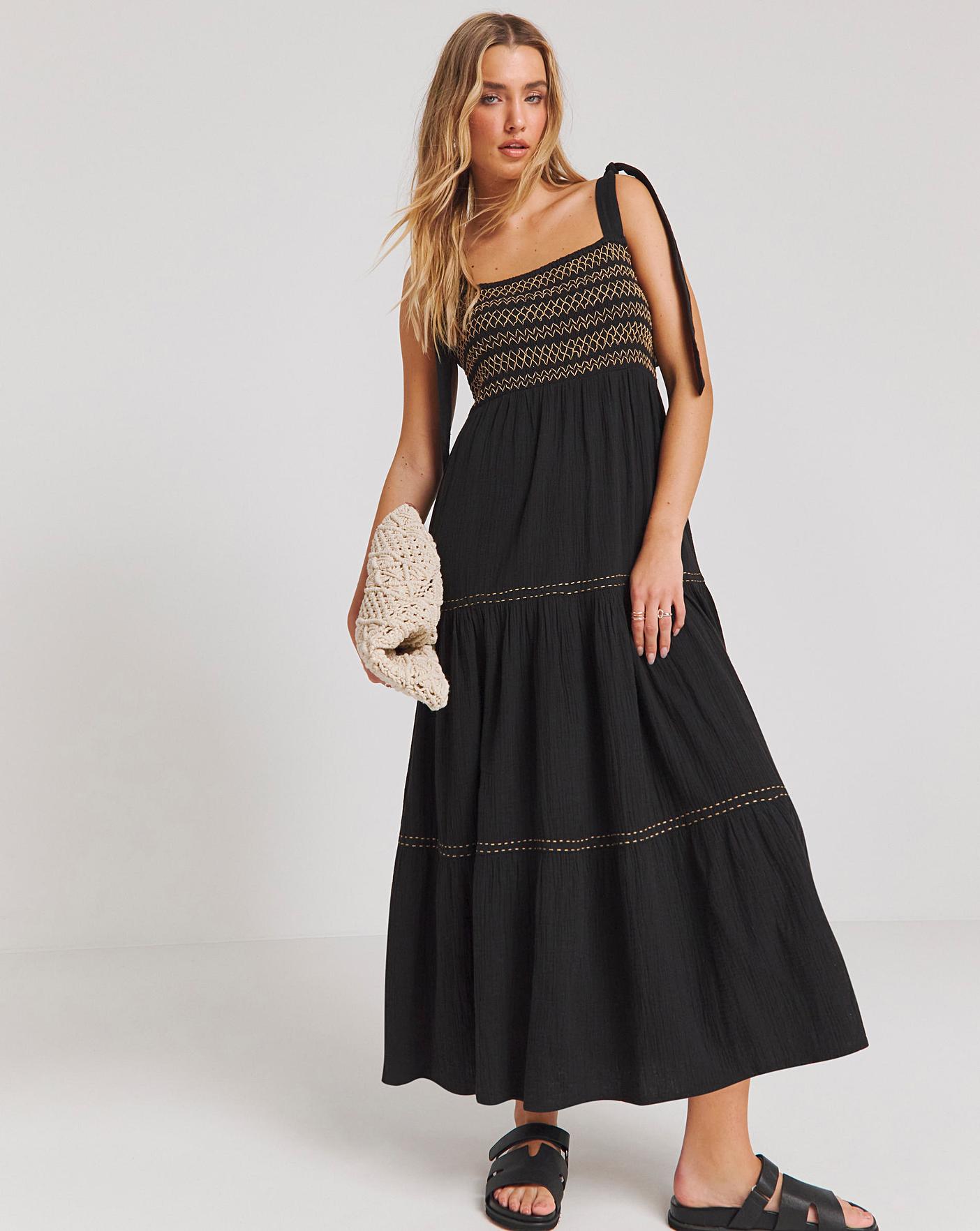 Embroidered Tiered Maxi Dress | Fashion World