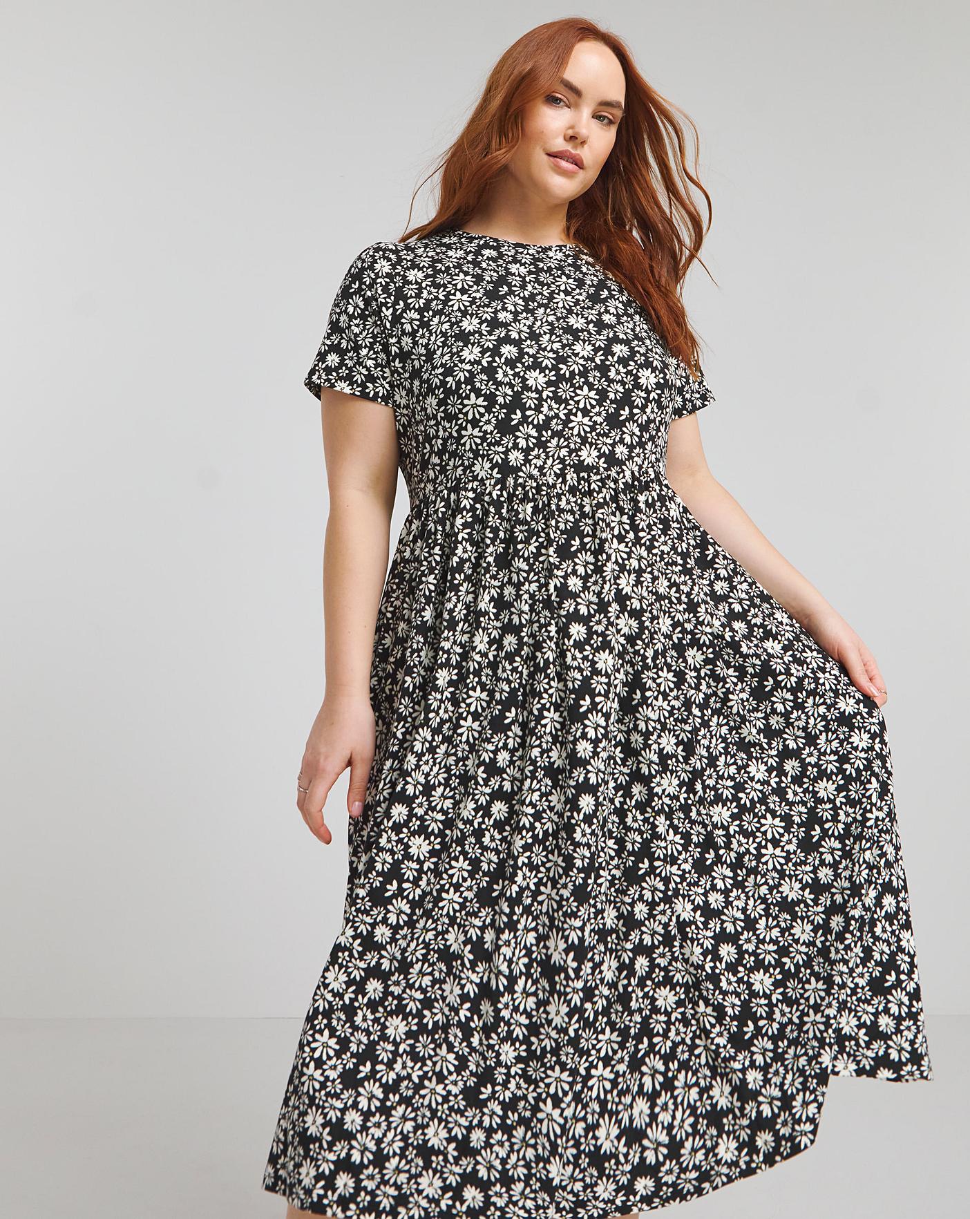 Ditsy Print Supersoft Jersey Midi Dress Crazy Clearance