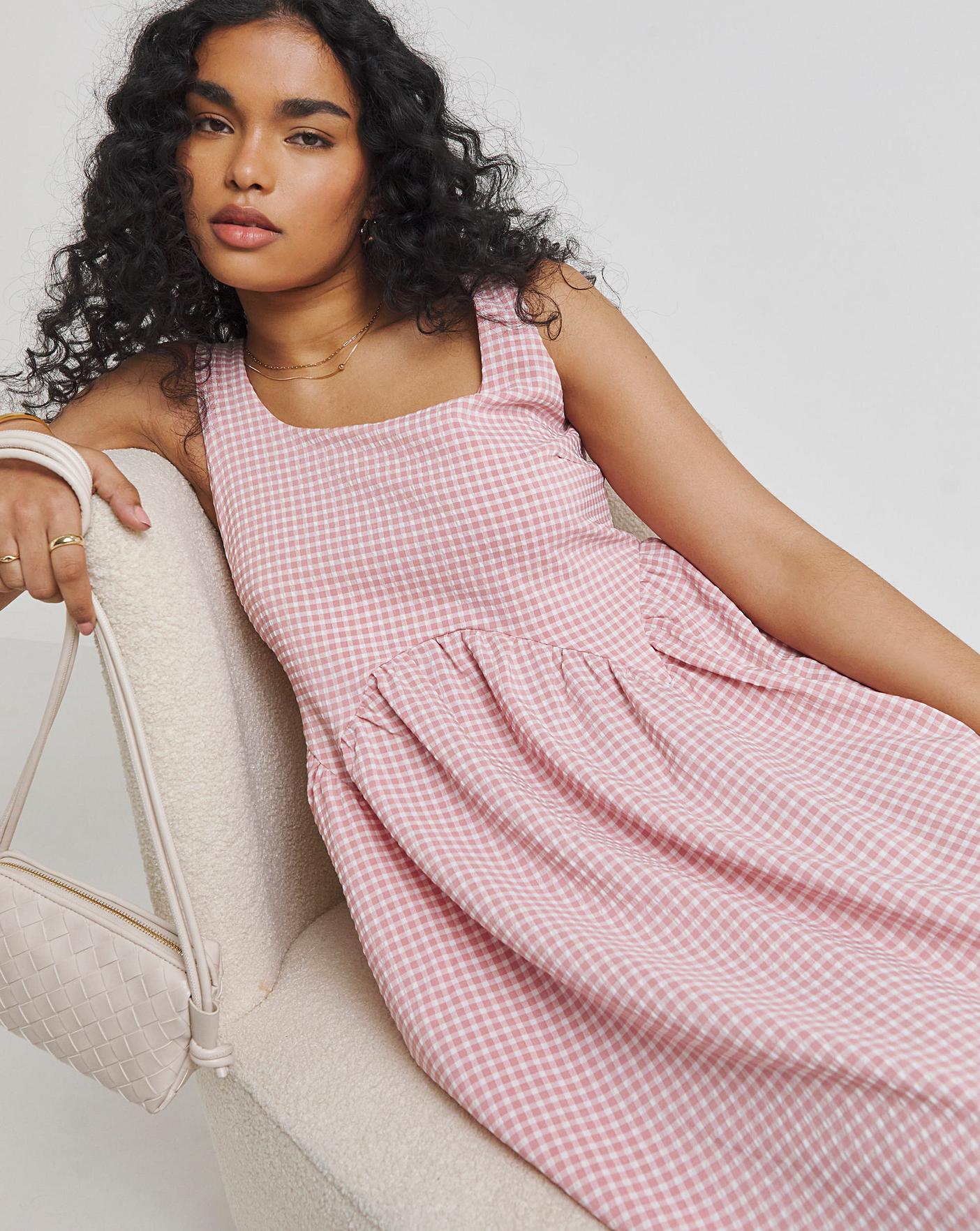 Pink Gingham Midi Sundress