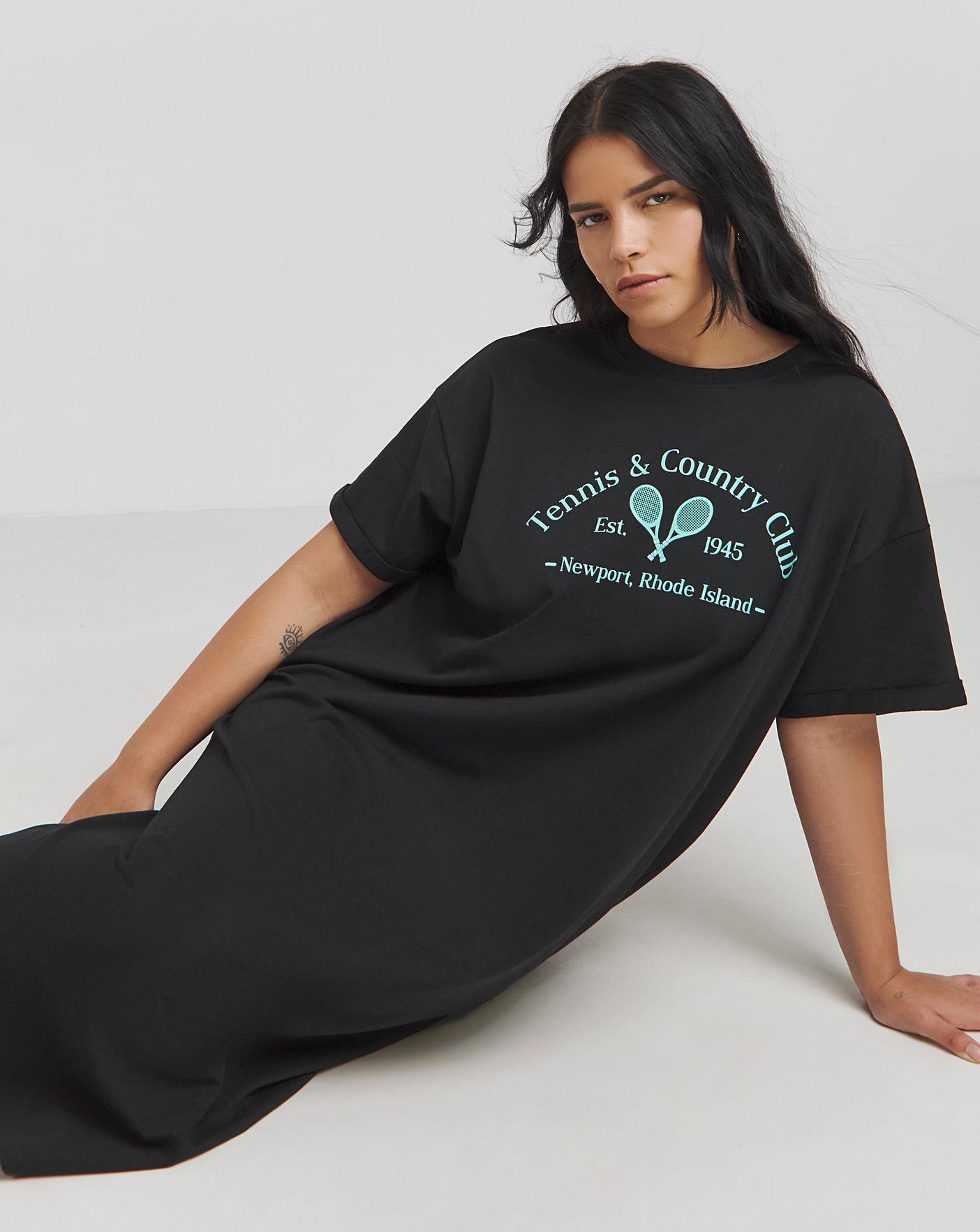 Midi Dress T Shirt Dress Trend Black Cotton Jersey T-Shirt Dress