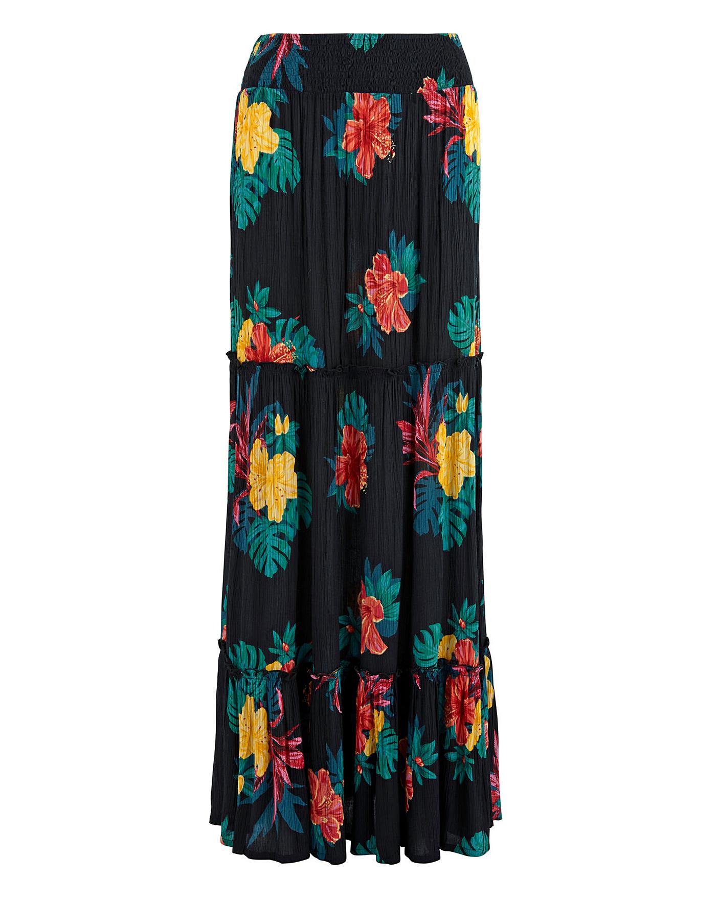 crinkle shirred waist maxi skirt