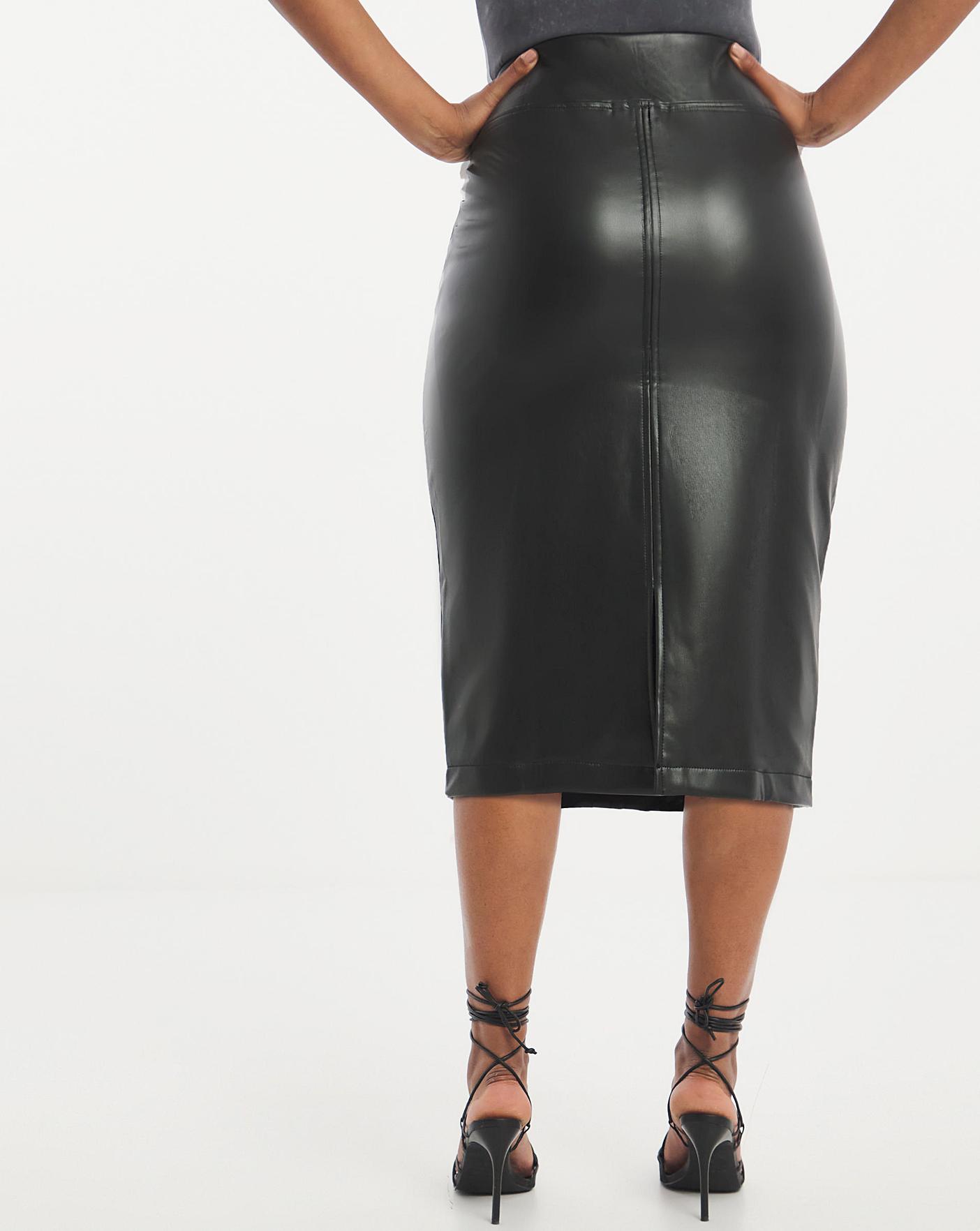 Faux Leather PU Pull On Pencil Skirt | Fashion World