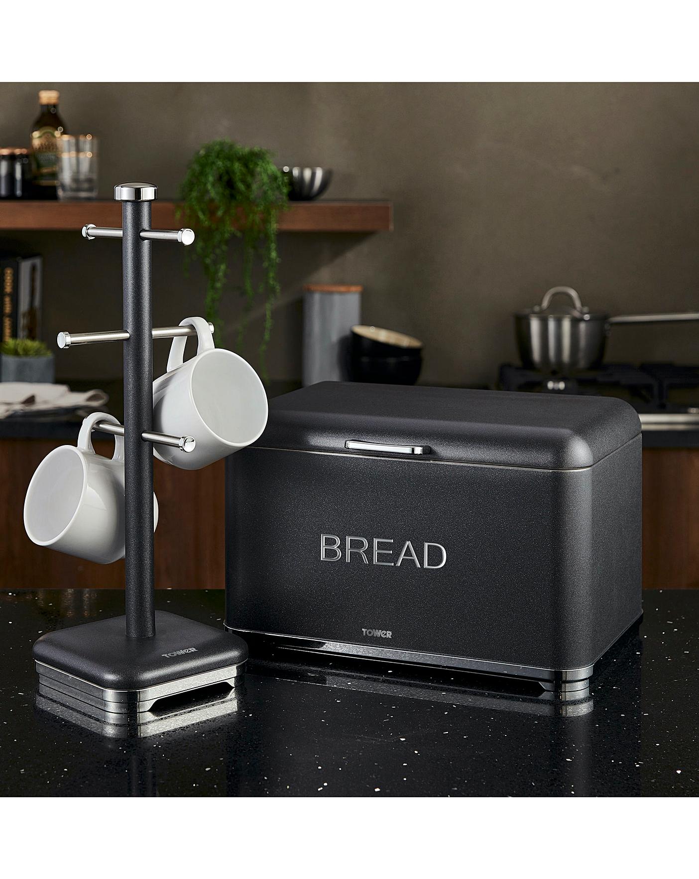 Tower Glitz Bread Bin Black Home Essentials