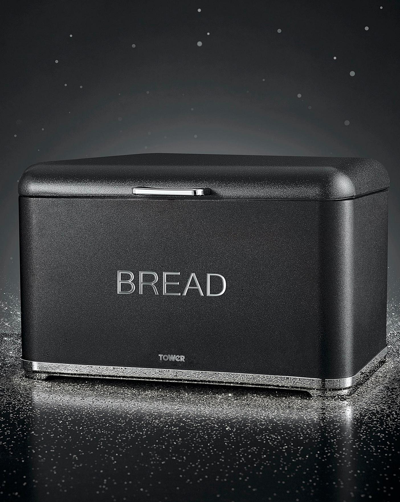 Tower Glitz Bread Bin Black Home Essentials