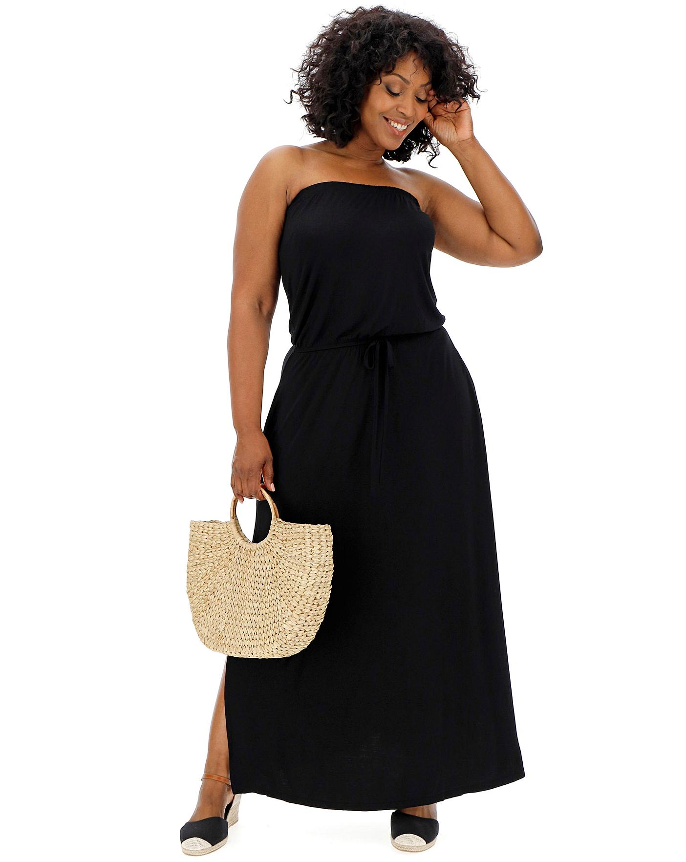 black bandeau maxi dress