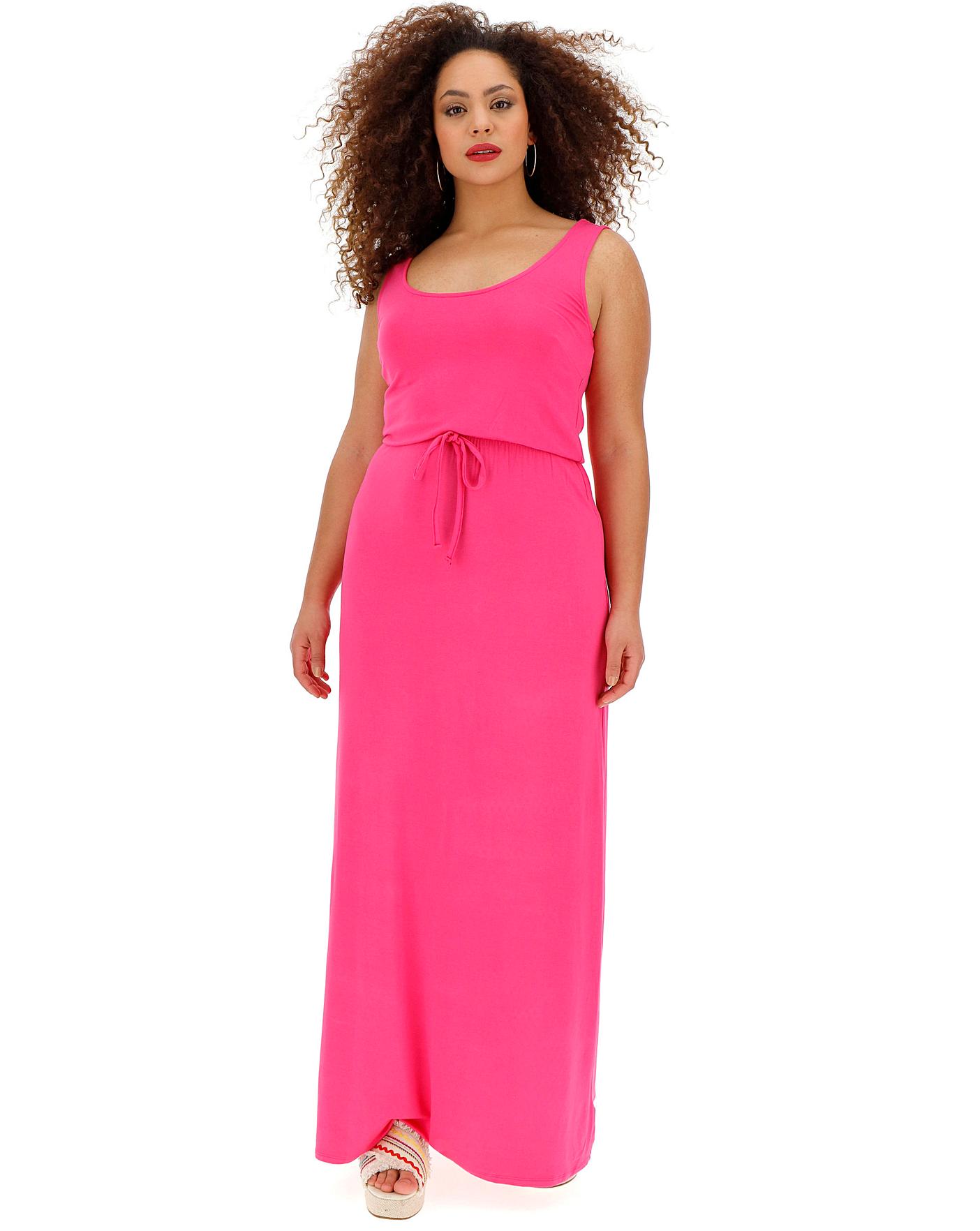 pink colour maxi dress