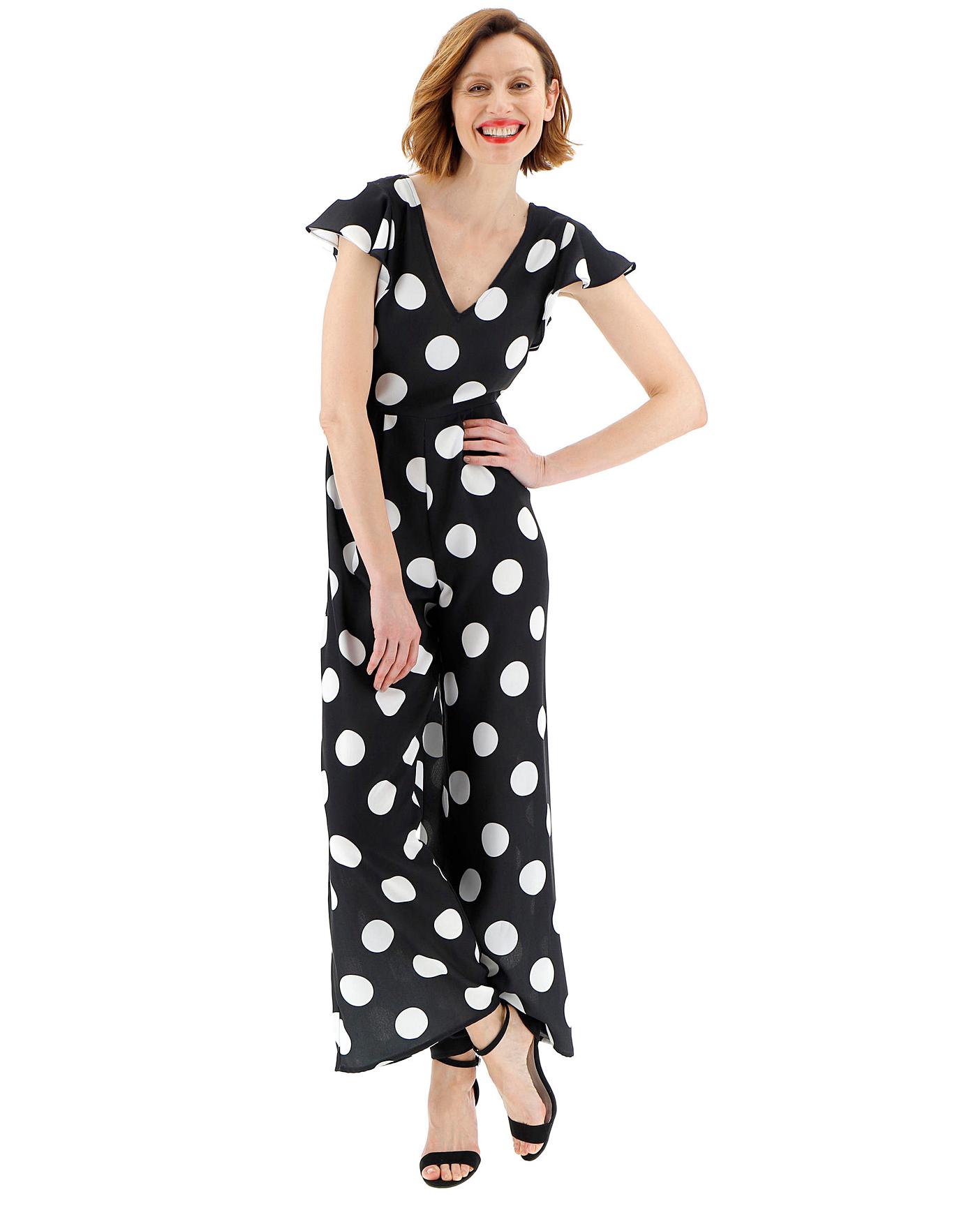 polka dot jumpsuit with sleeves