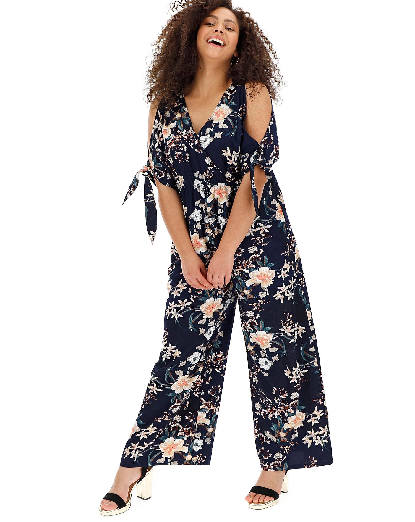 navy cold shoulder jumpsuit