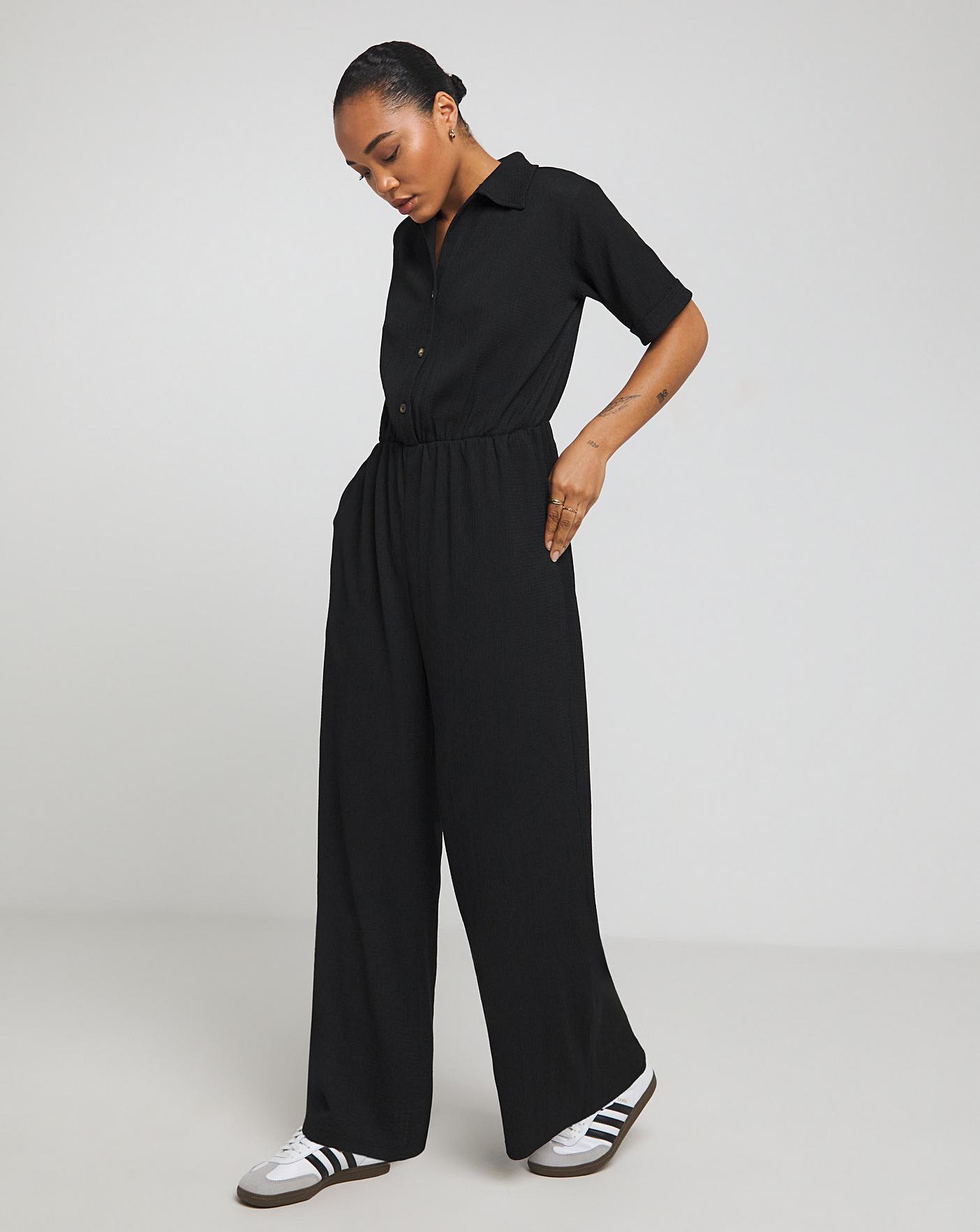 Black button up jumpsuit online