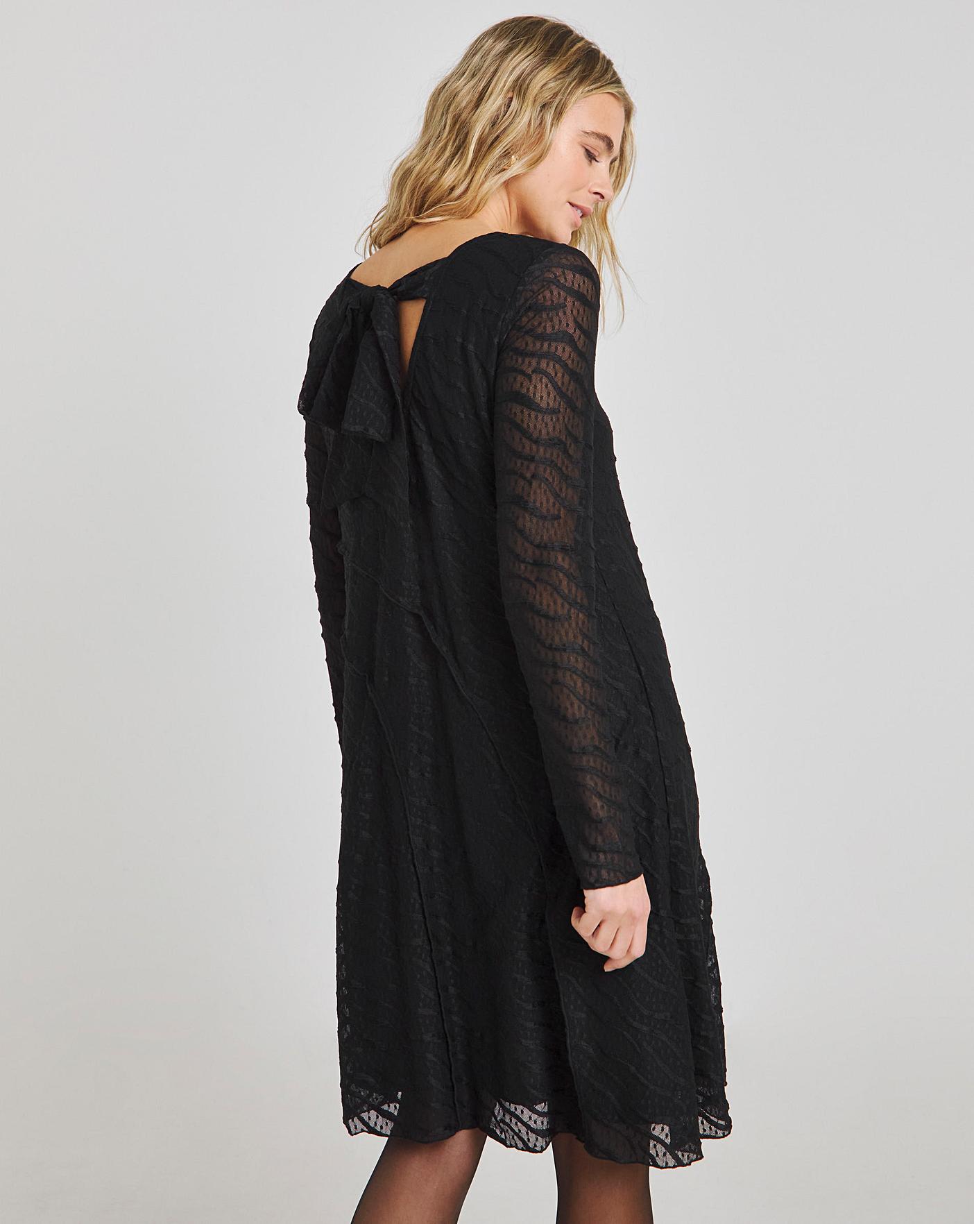 Black Textured Stretch Lace Dress | Oxendales Black Textured Stretch Lace Dress | Oxendales
