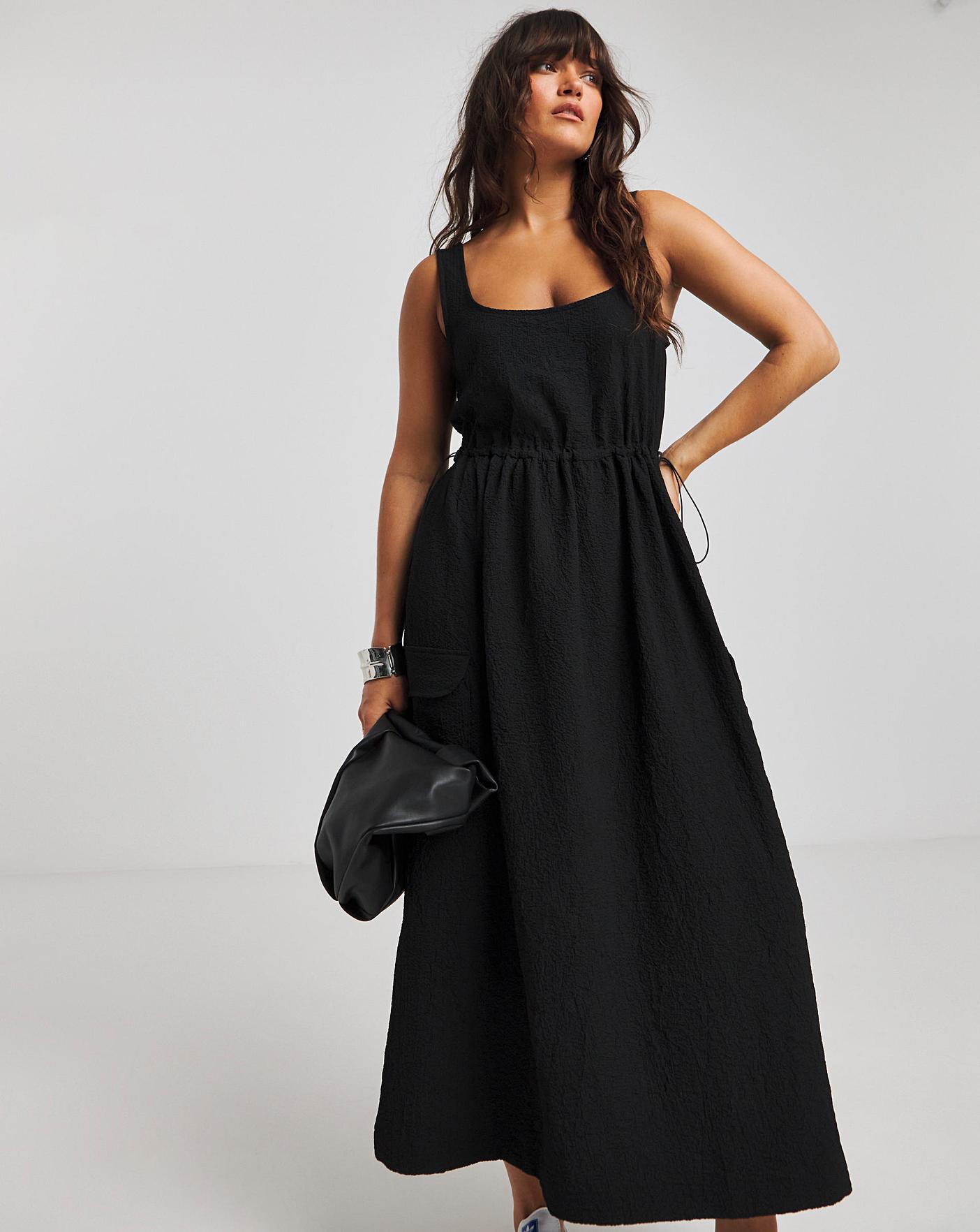 Black Cargo Utility Apron Dress Simply Be