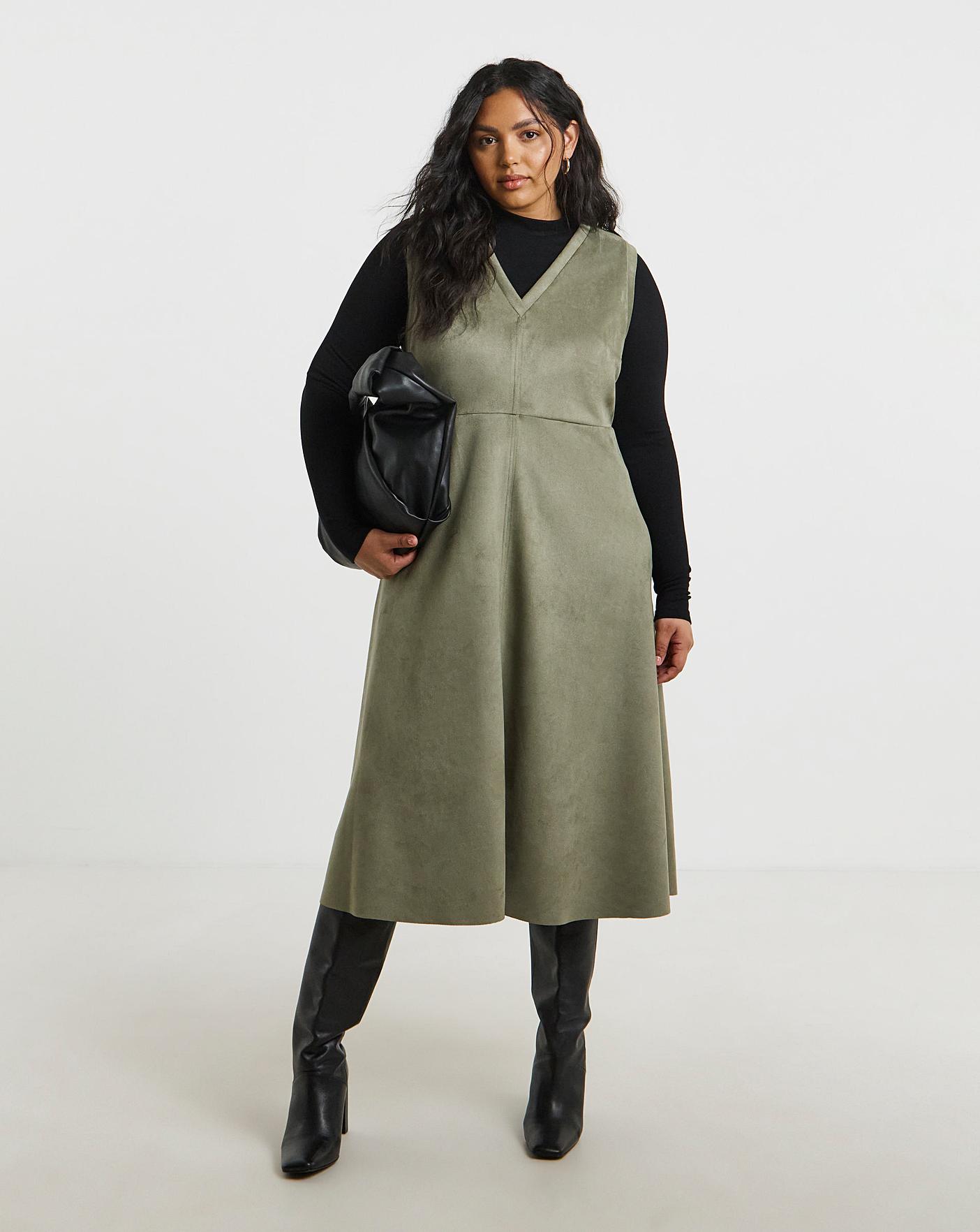 Simply Be Suedette Pinafore Dress | Simply Be