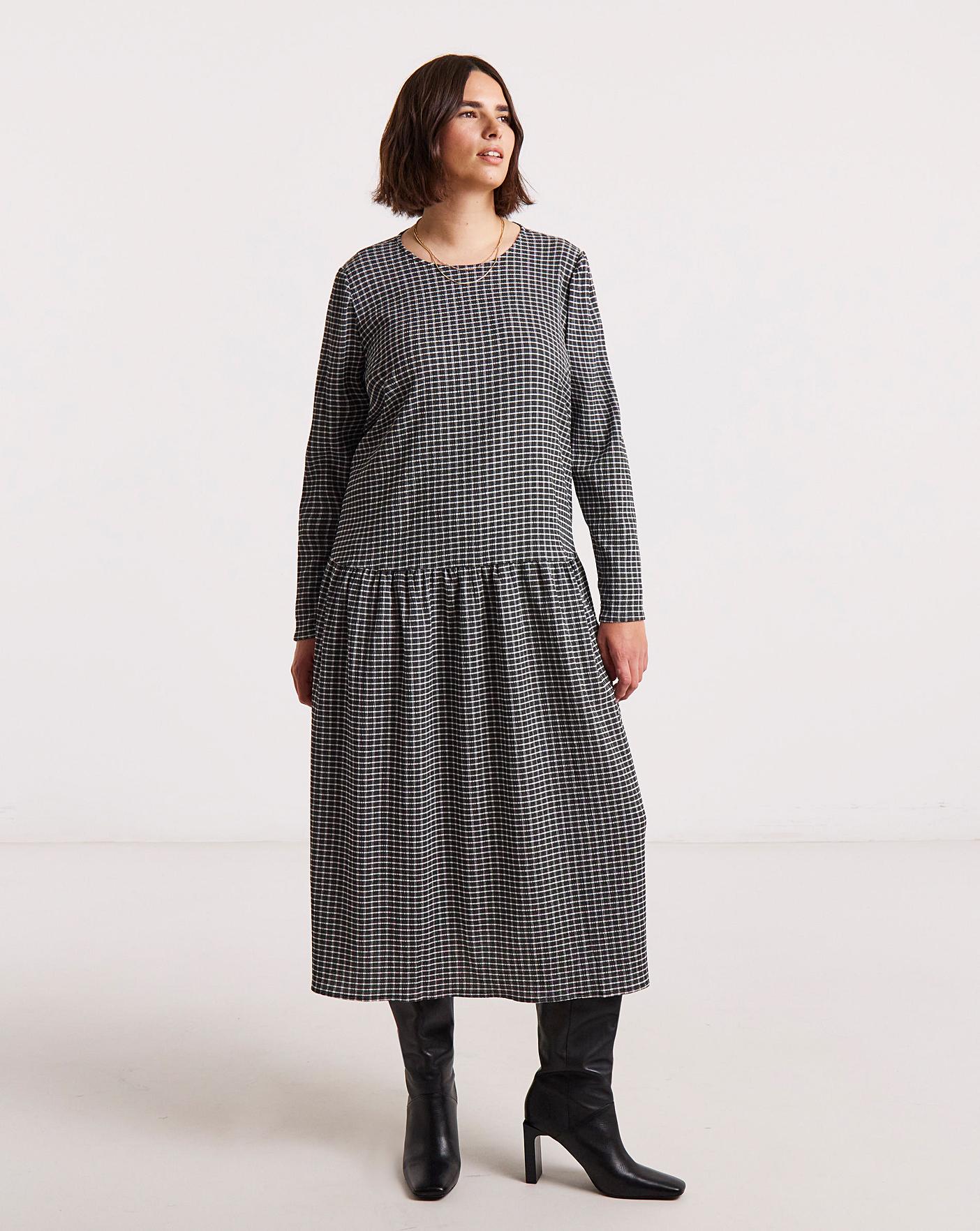 Simply Be Check Drop Waist Midi Dress | Simply Be