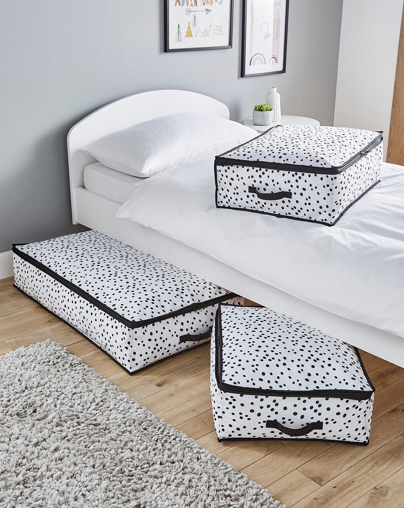 Set of 3 Spotty Underbed Storage Boxes | J D Williams