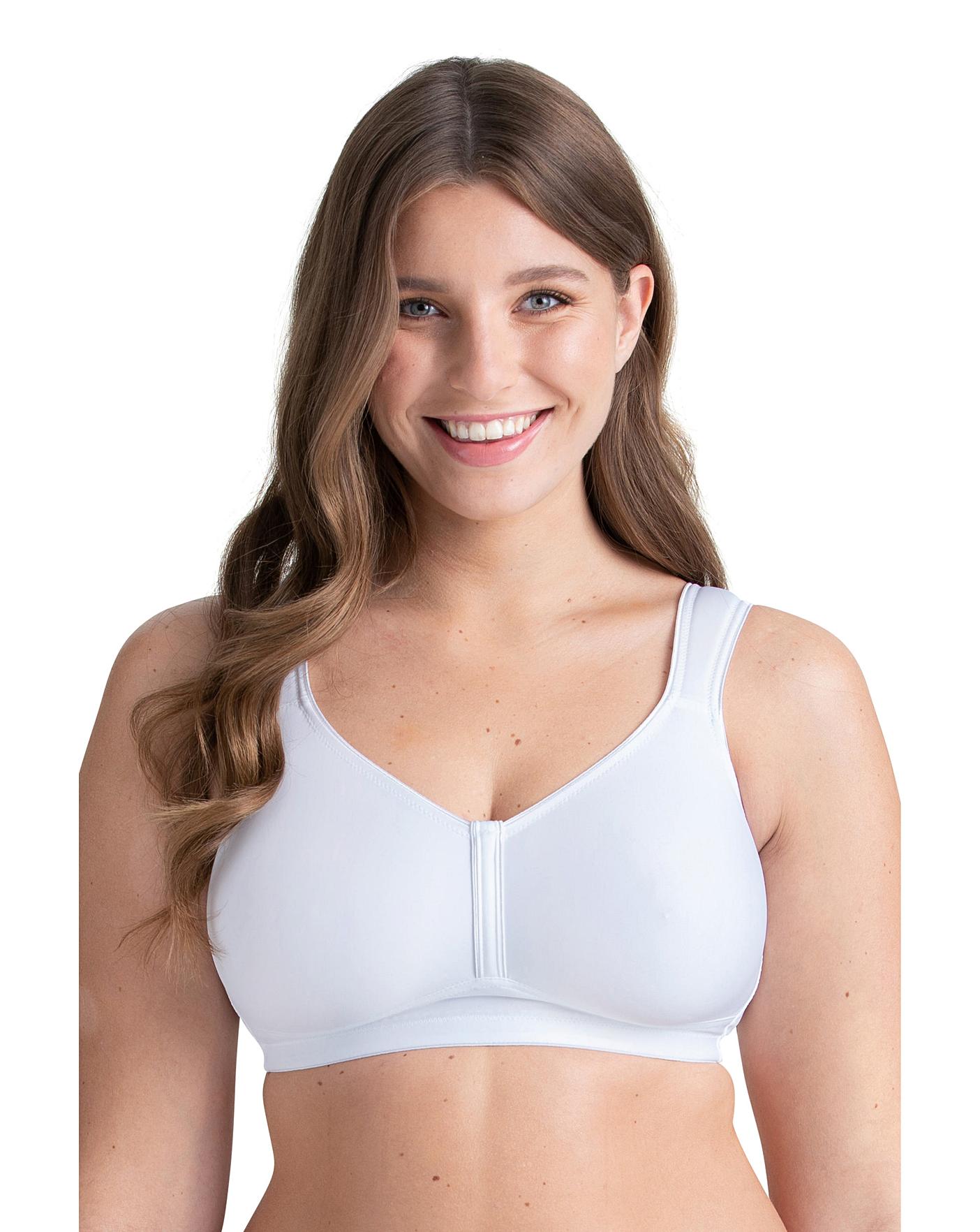 Non-underwired bra in cotton mix, white, Miss Mary Of Sweden