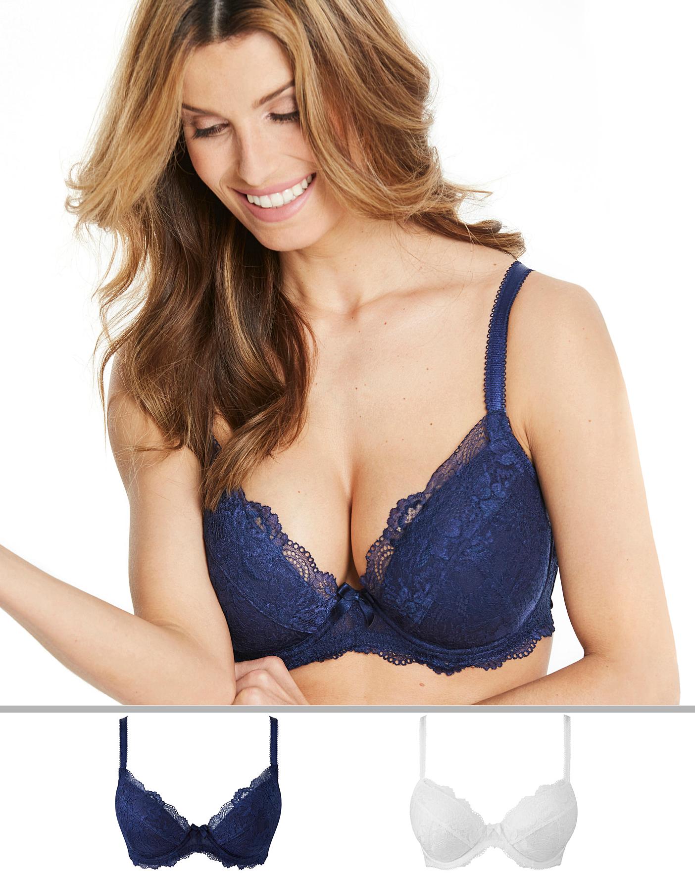 Blue Bra for Women Lace Padded Underwire Push Up Everydar Bras