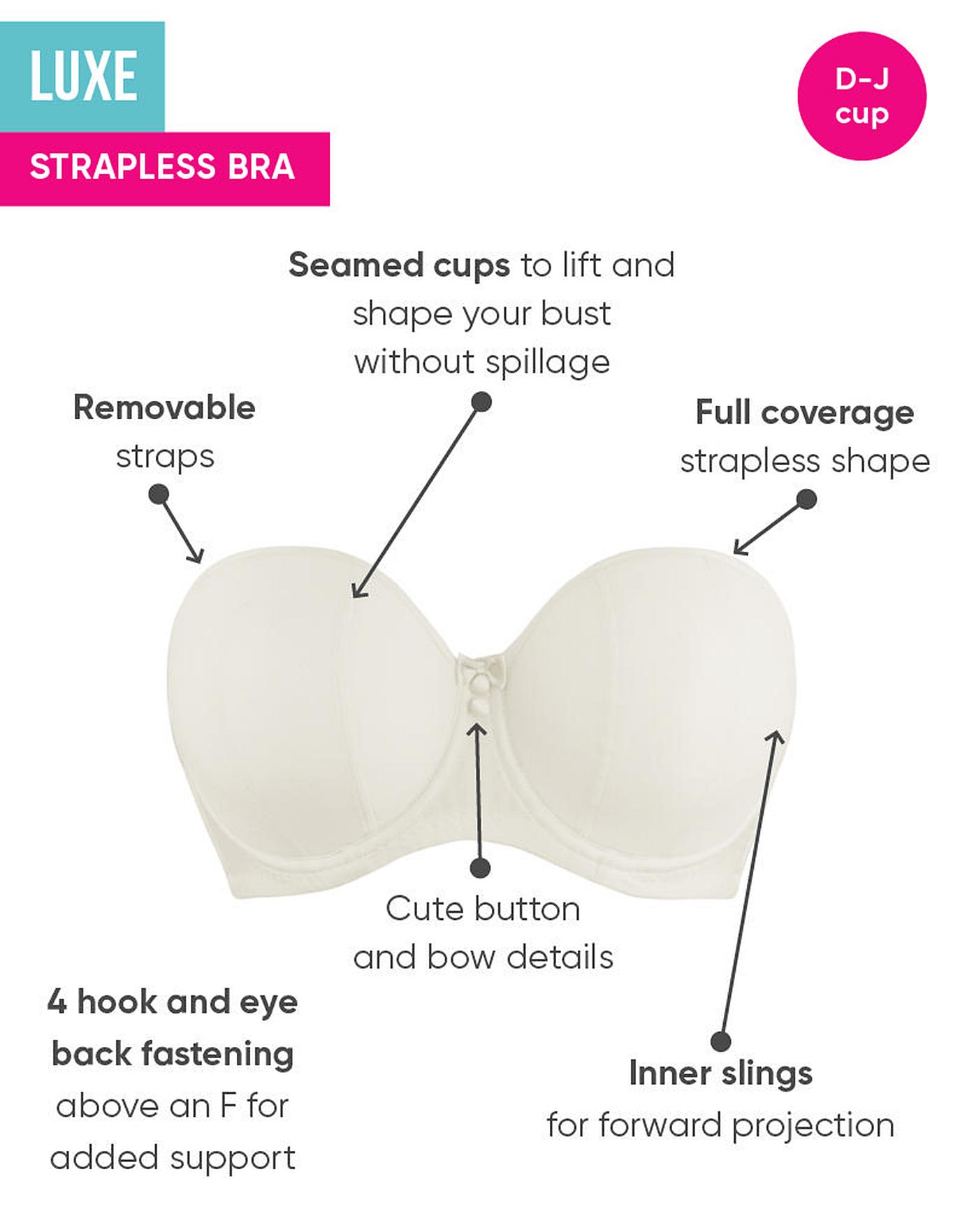 Full Busted Figure Types in 36F Bra Size White Convertible, J-Hook