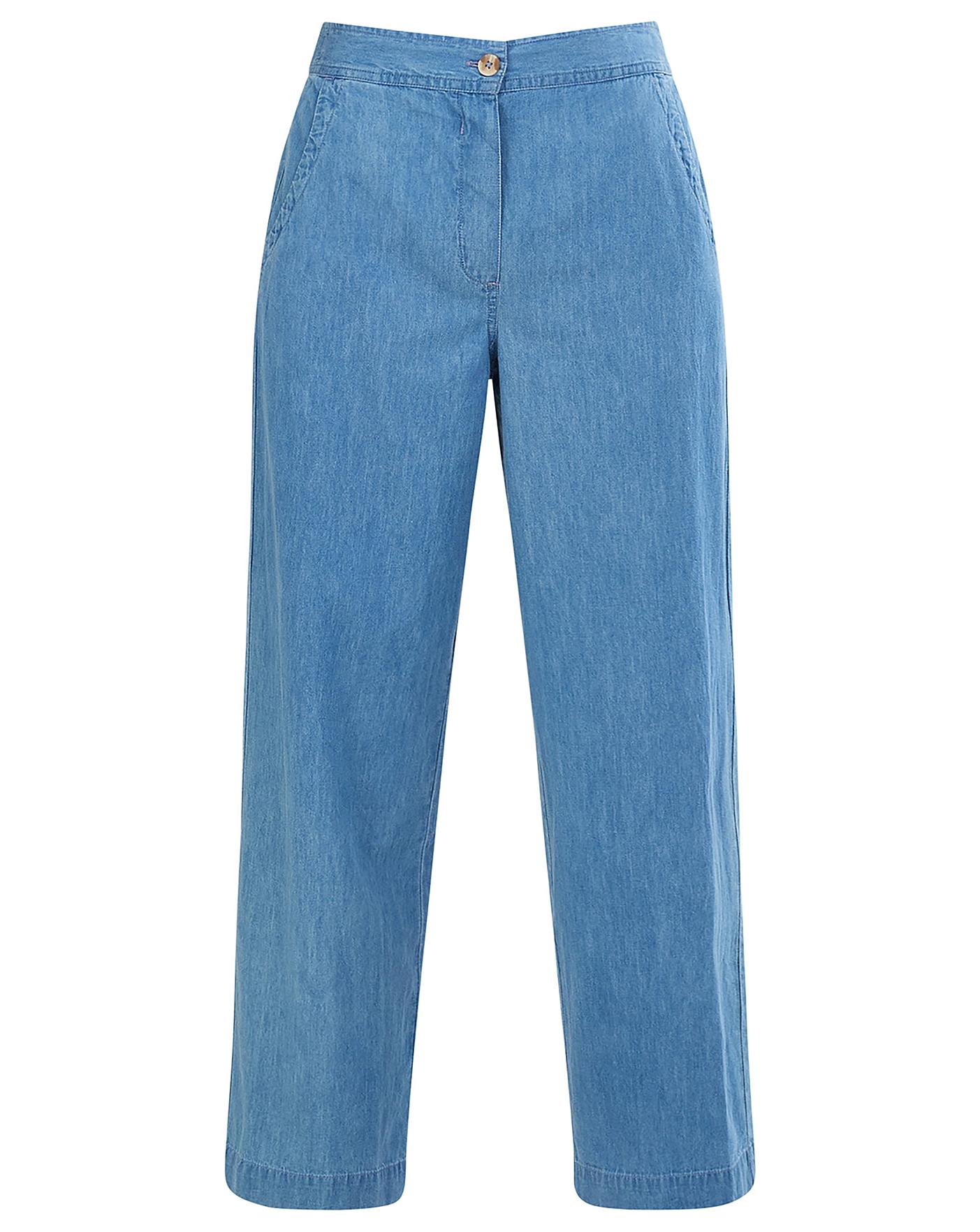 Monsoon Denim Pull On Crop Trousers 