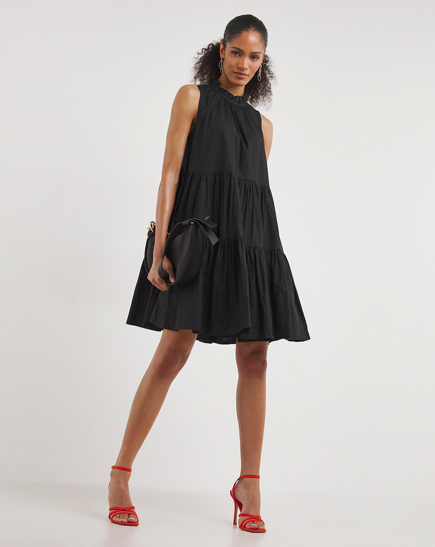 French connection black cheap ruffle dress