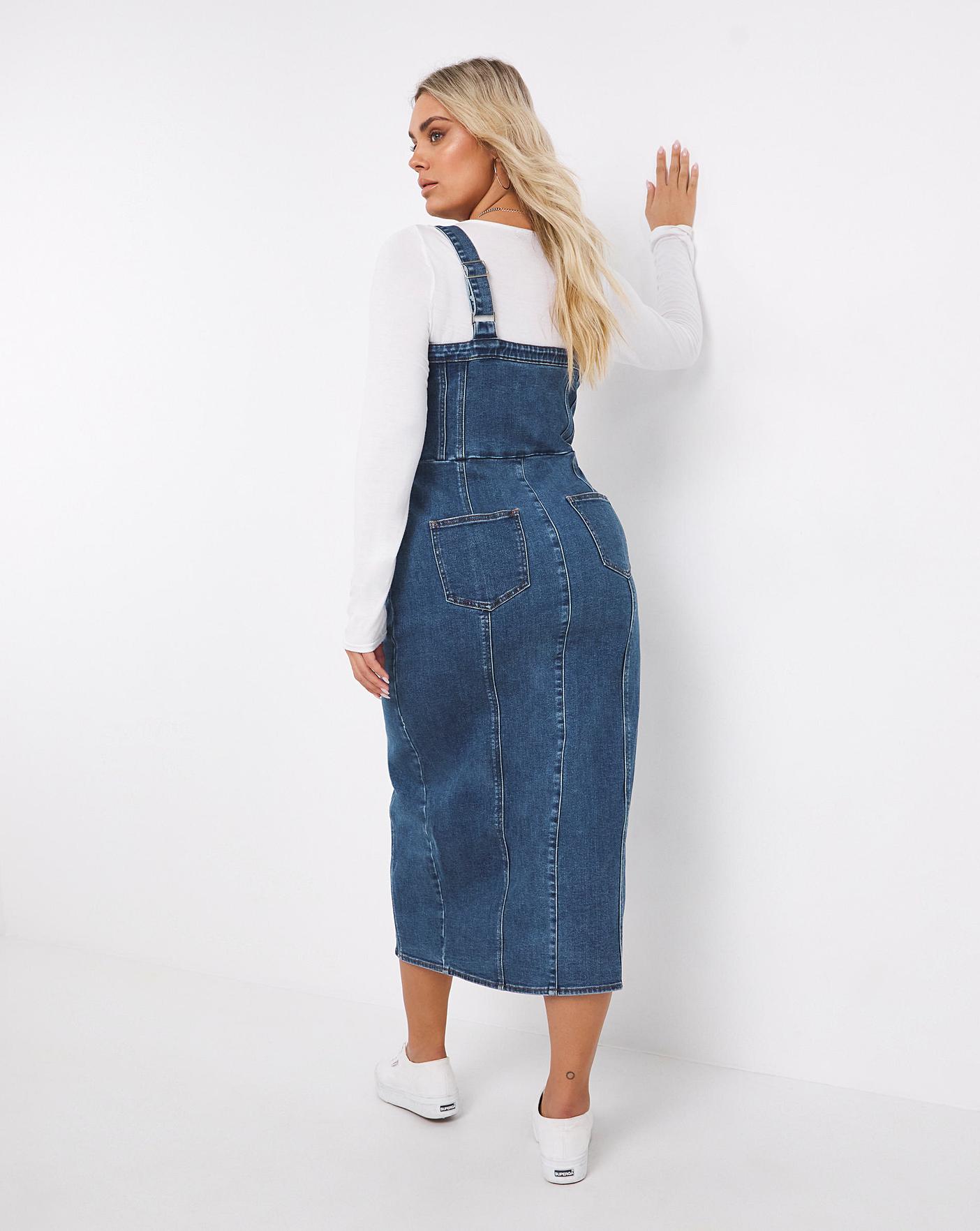 Mid Blue Maxi Dungaree Dress | Fashion World