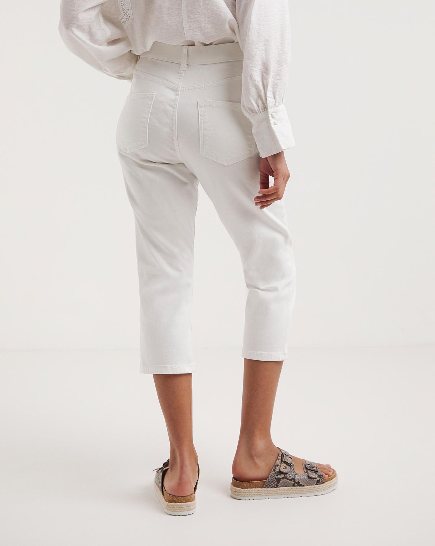 High rise white cropped on sale jeans