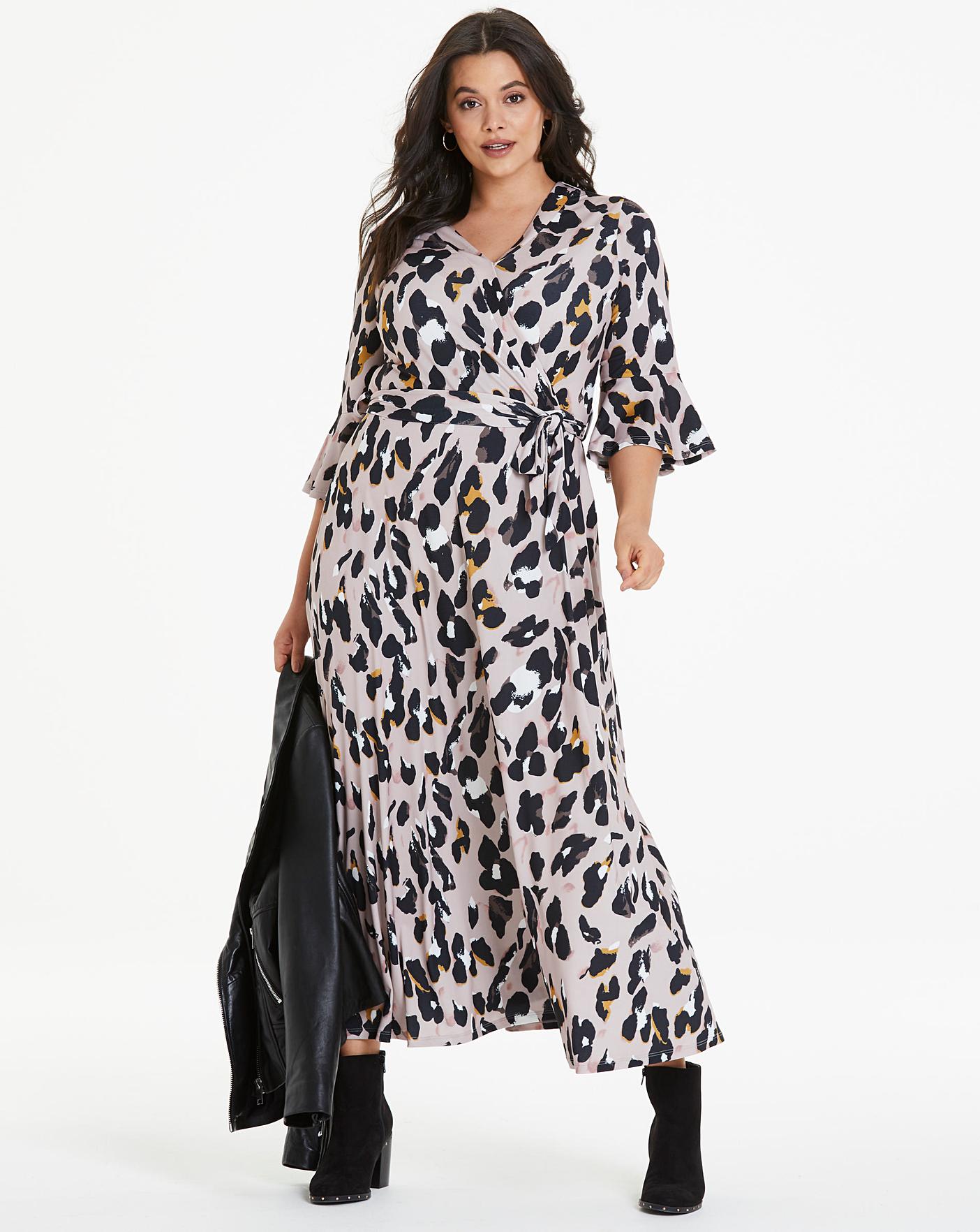 leopard print maxi dress with sleeves