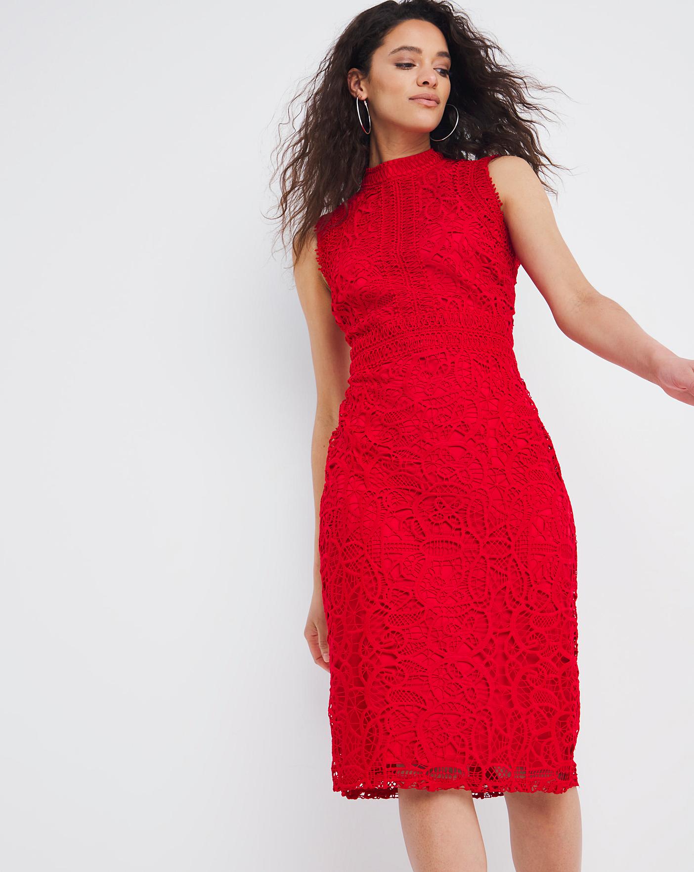 Joanna Hope Red Luxury Lace Shift Dress | Ambrose Wilson