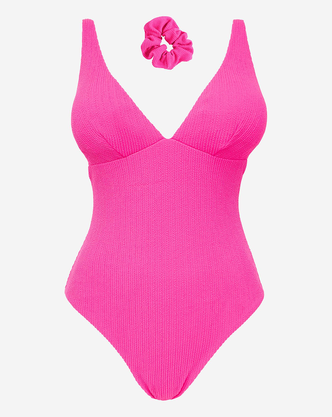 Pink crinkle swimsuit on sale