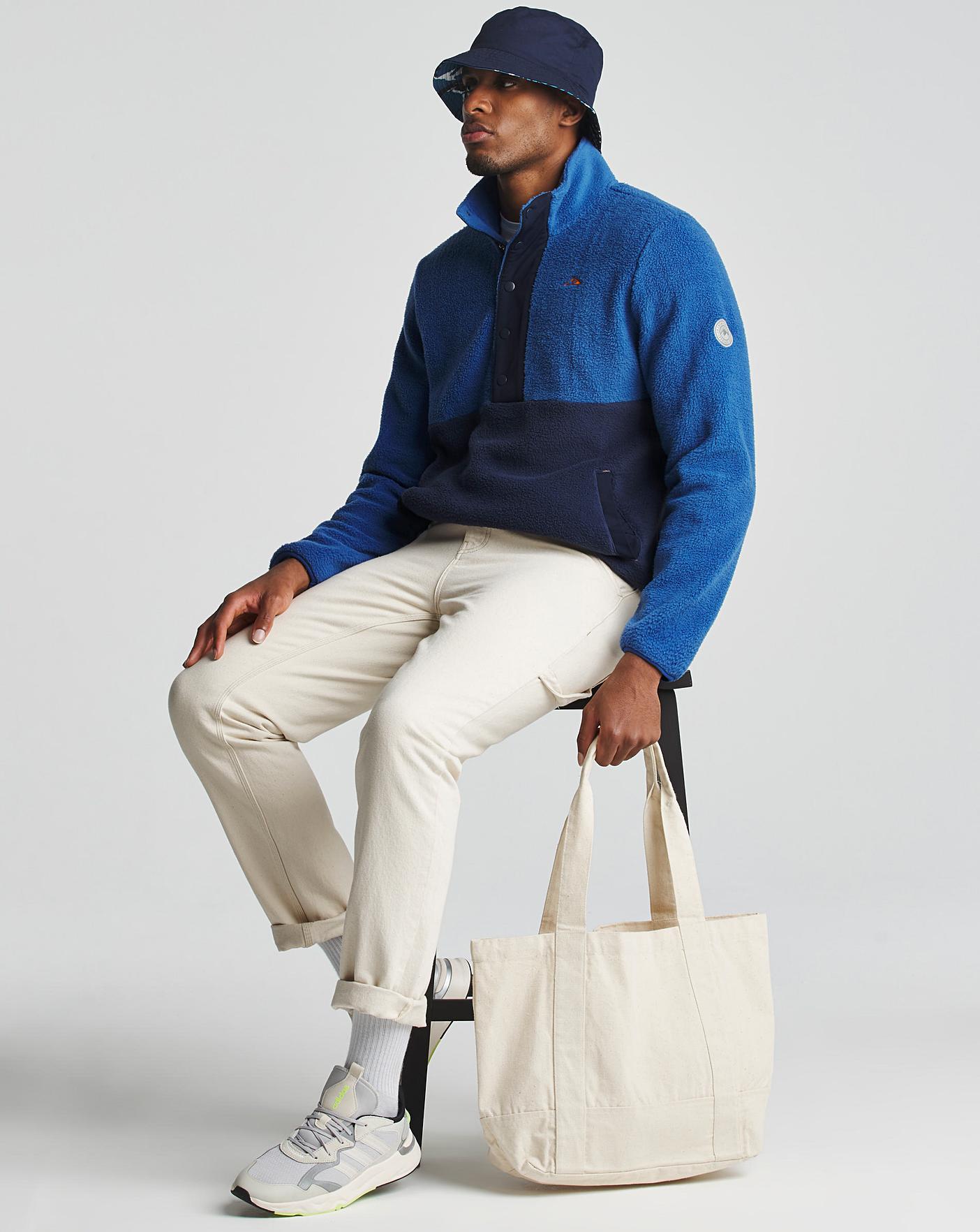 Snowdonia Blue Snap Button Borg Fleece 