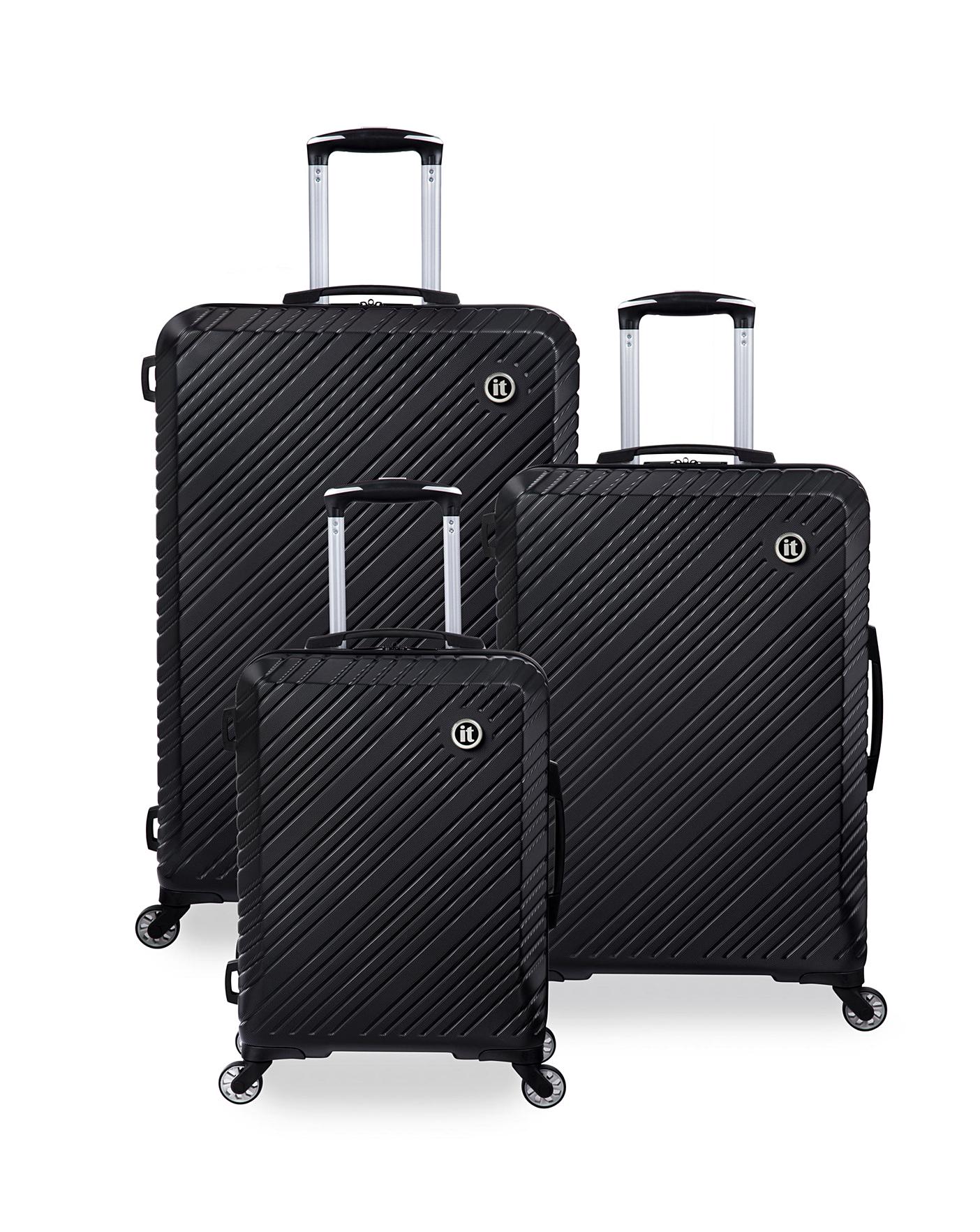 IT Luggage Recline Black Suitcase Set Marisota