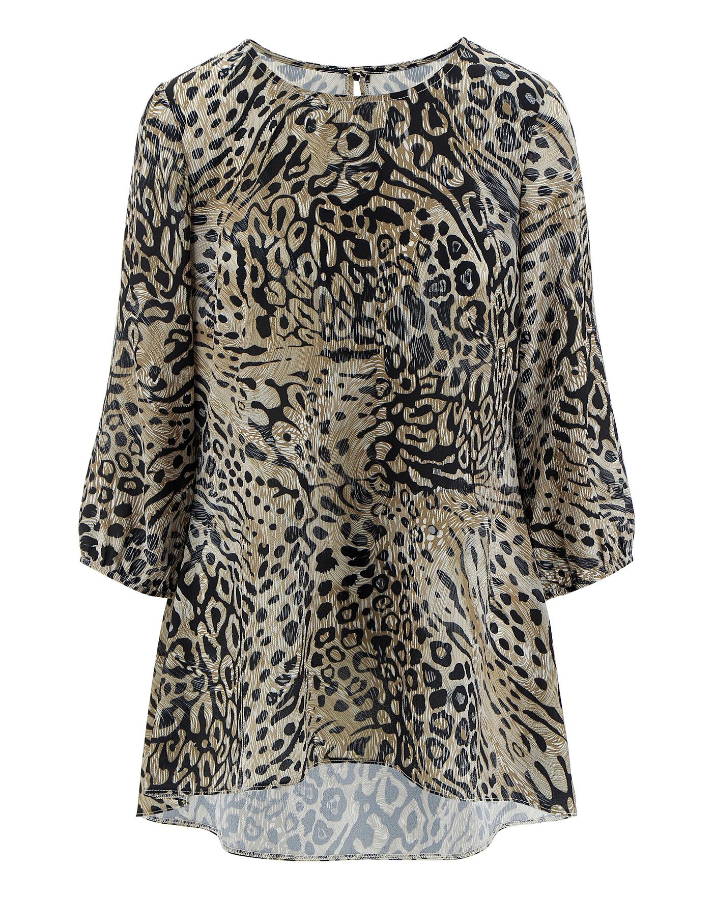 Julipa Animal Print Bubble Crepe Tunic | Ambrose Wilson