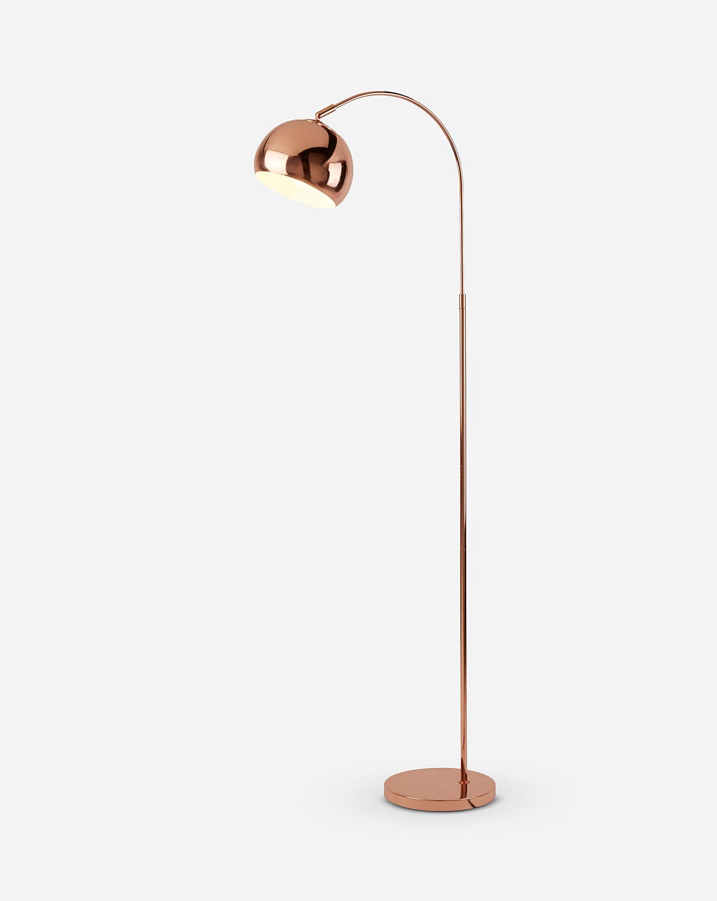 curved floor lamp copper