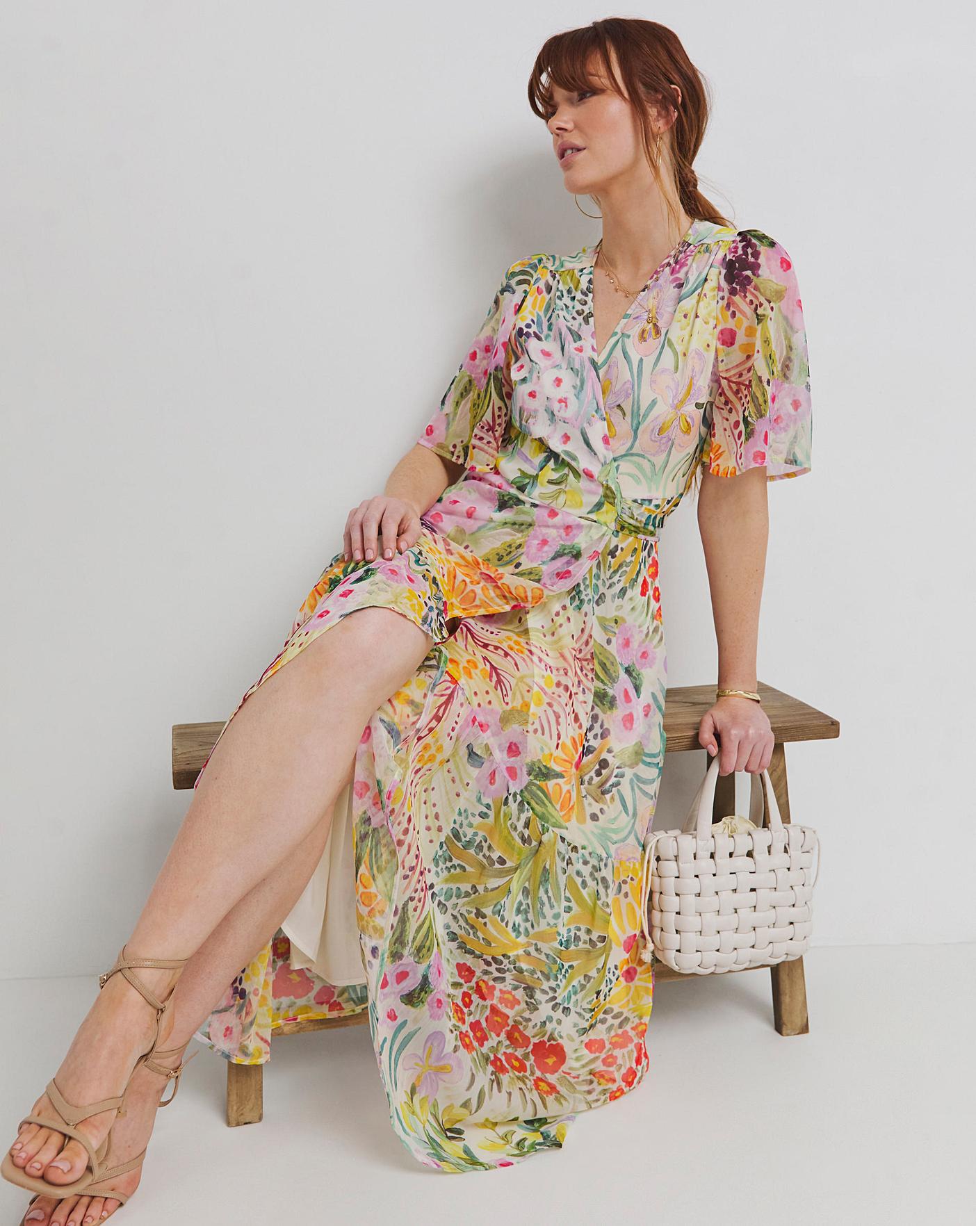 Flutter fashion sleeve wrap maxi dress