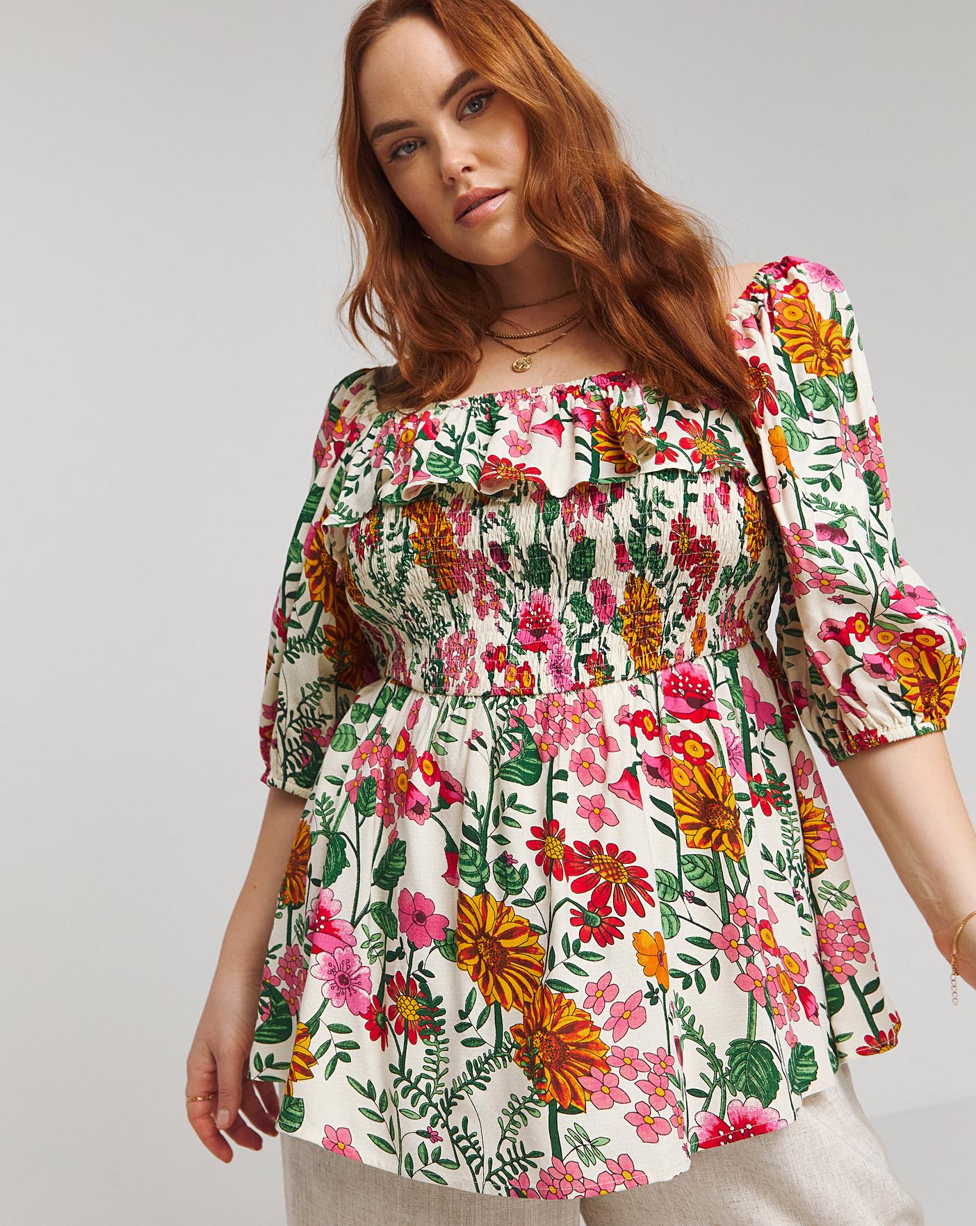 Lovedrobe Floral Shirred Top Simply Be