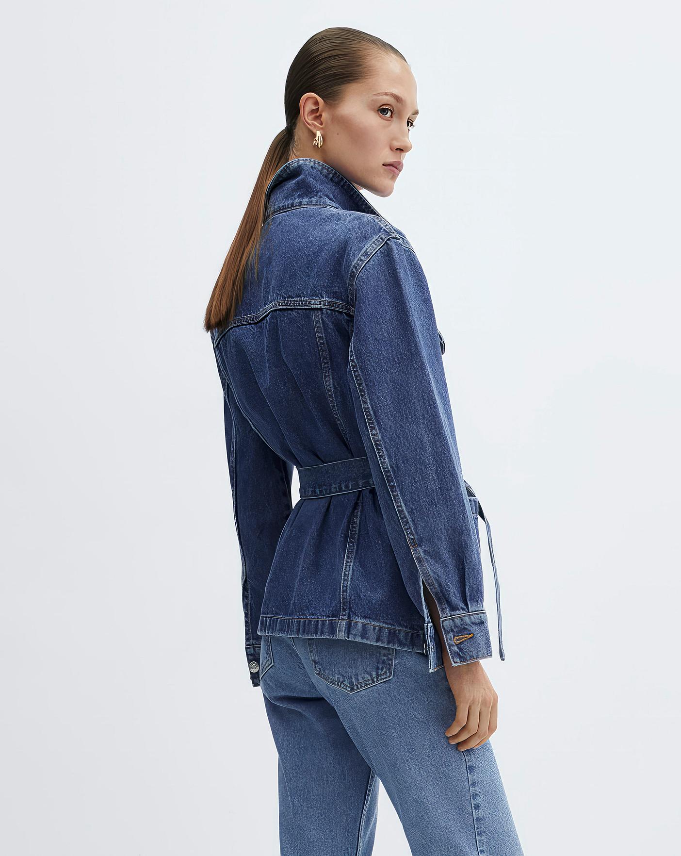 Mango Pocket Denim Jacket with Belt | J D Williams